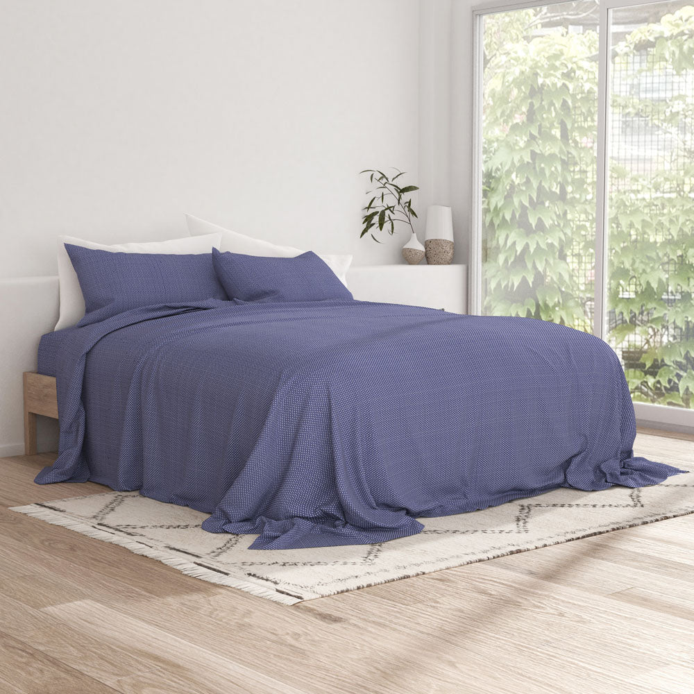 Heart Pattern 4-Piece Bed Sheet Set - Soft Cotton Queen Size Bedding for Valentine's Day & Romantic Bedroom Decor