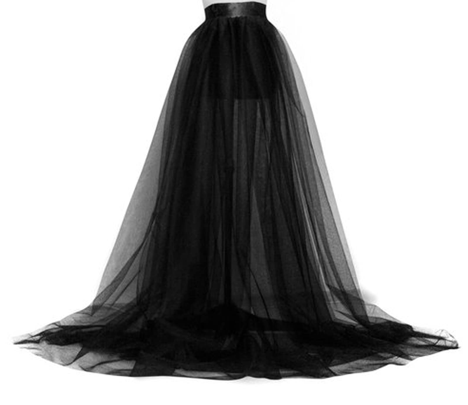 Women's 3-Layer Tulle Tutu Long Skirt - High Waist Bandage Mesh Maxi Skirt for Wedding, Party, Cocktail & Prom - Perfect for Bridal Shower, Pageant, Dance Performance and Photo Shoots