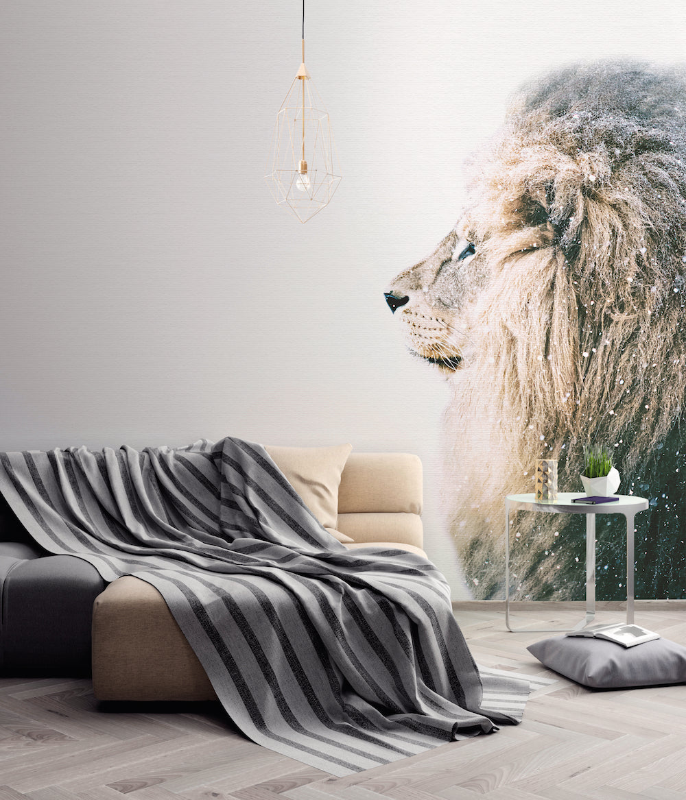 ARTist Lion in Snow - Winter Wildlife Wall Art for Home & Office Decor - Perfect for Living Room, Bedroom, or Gift Giving