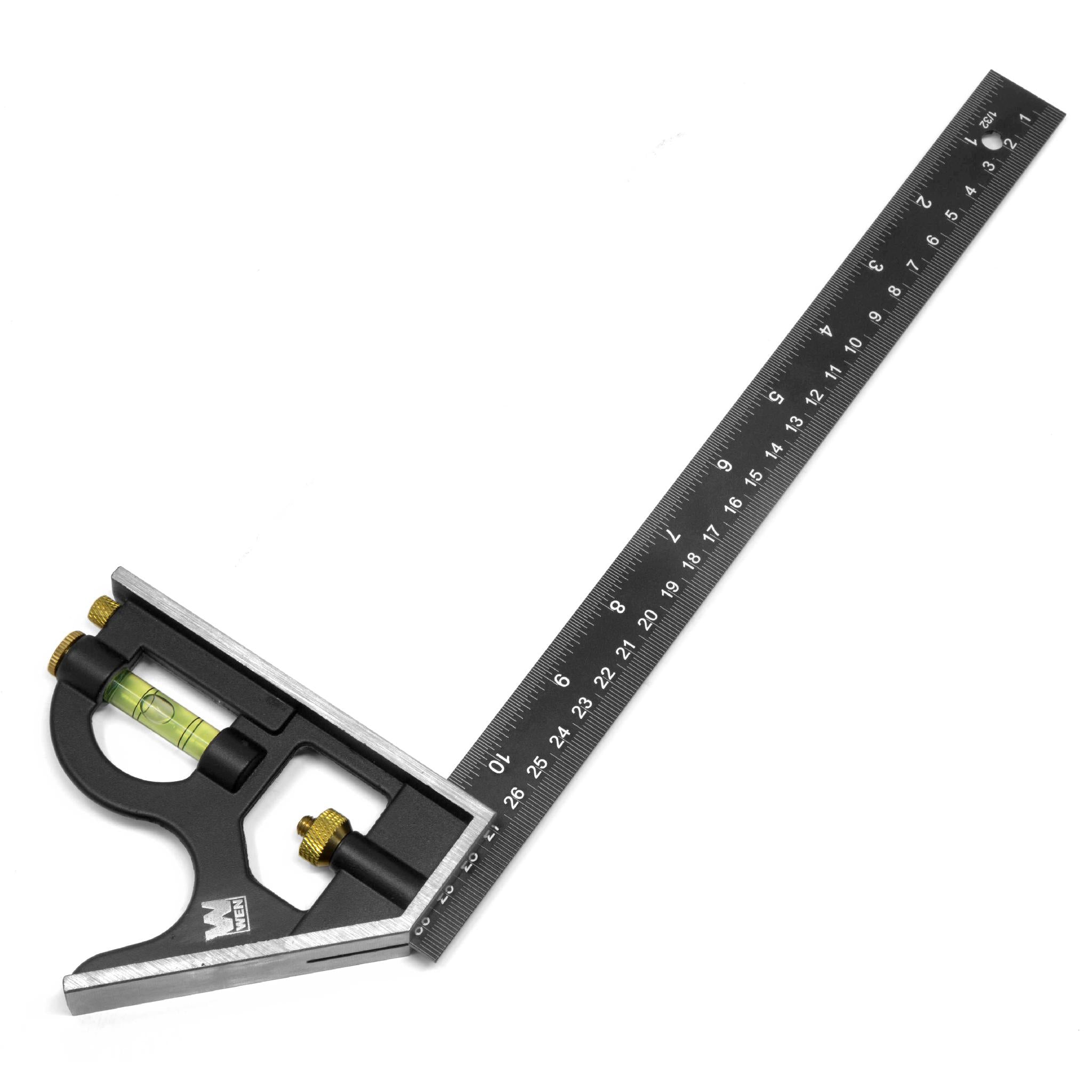 12 Inch Aluminum Combination Square with Bubble Level - WEN ME144L - Perfect for Woodworking, Metalworking, and DIY Projects