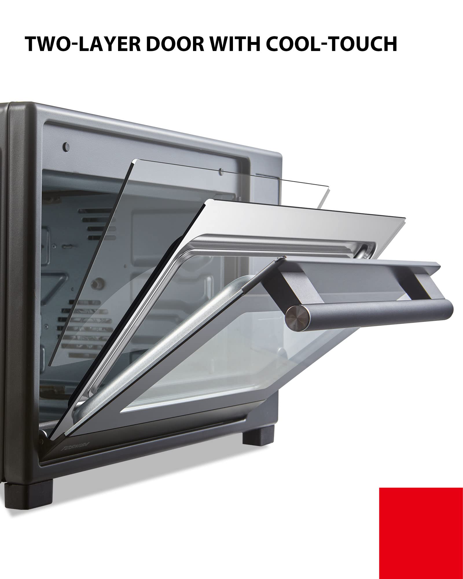 TOSHIBA 34QT/32L Large Convection Toaster Oven - 9-in-1 Countertop Oven with Rotisserie, Dehydrator & Crispy Roast Function | 1650W Black Stainless Steel Toaster Oven | Perfect for Baking, Roasting, Broiling & Meal Prep in Small Kitchens