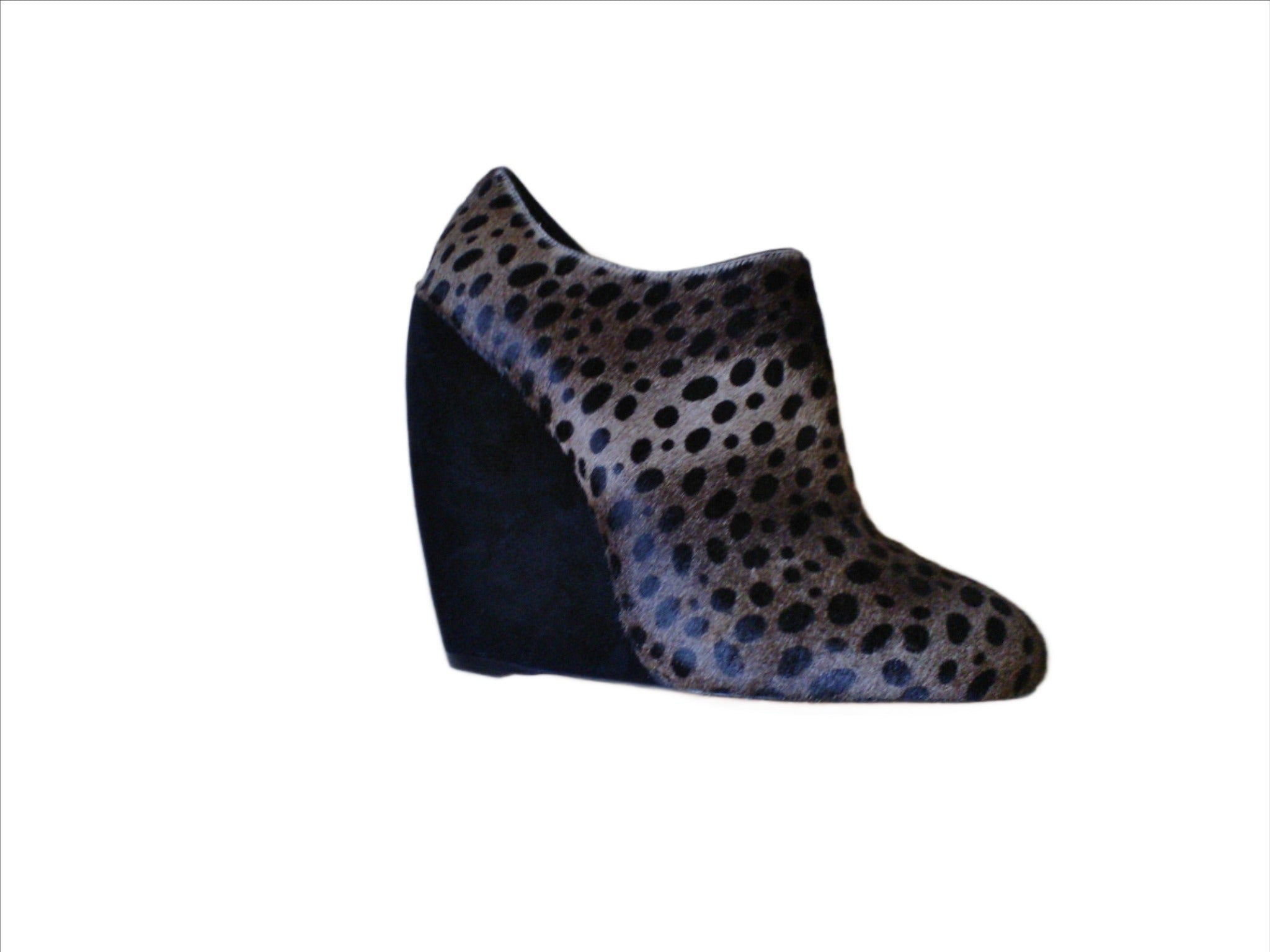 Alaia Women's Pony Hair Leopard Print Wedge Ankle Boots - Stylish Heels for Party, Night Out & Fashion Events