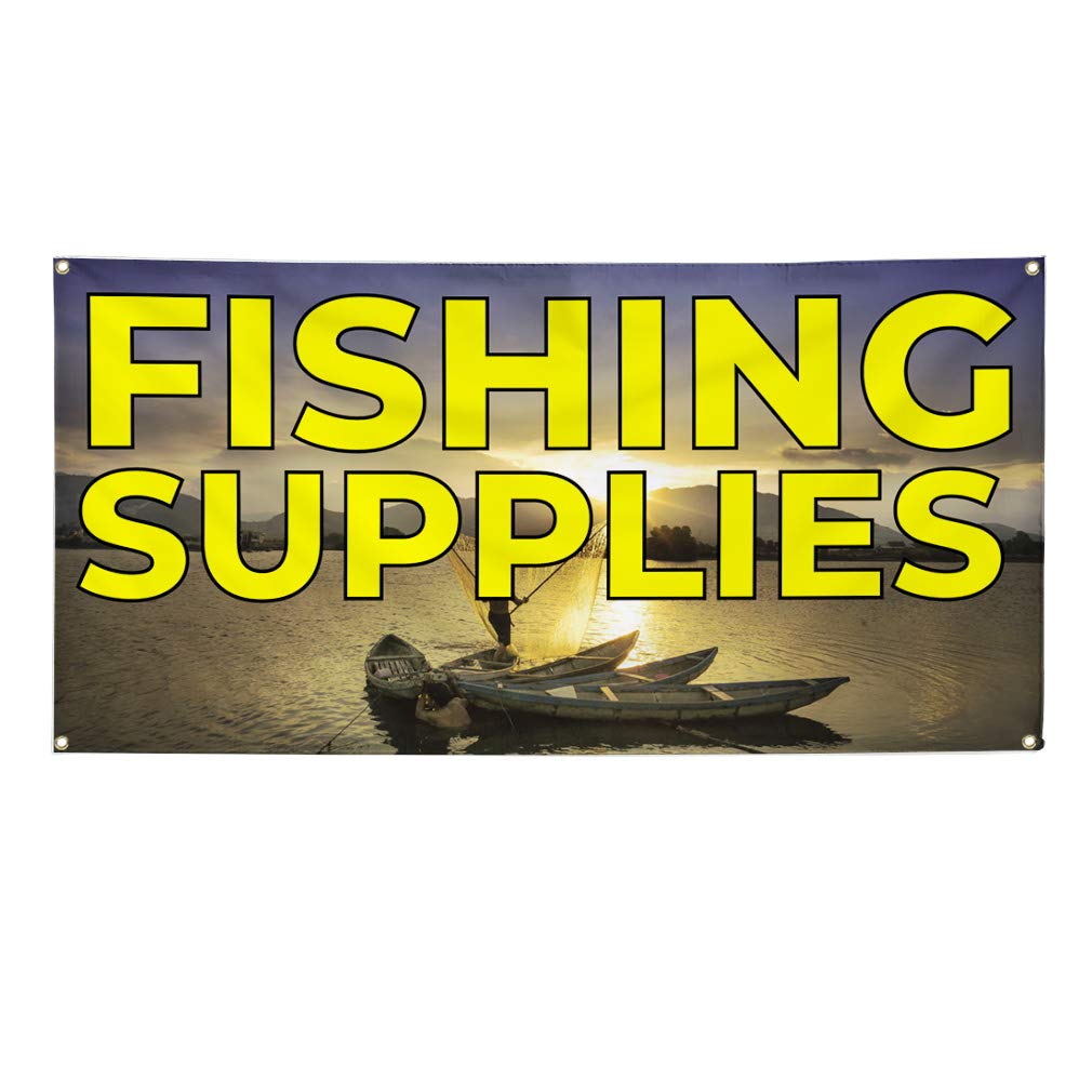 Vinyl Banner - 48x96 Inches, Weatherproof Outdoor Advertising Sign with 8 Grommets (Multiple Sizes Available) - Perfect for Fishing Supplies, Retail Promotion, Industrial Yard Signs & Outdoor Events