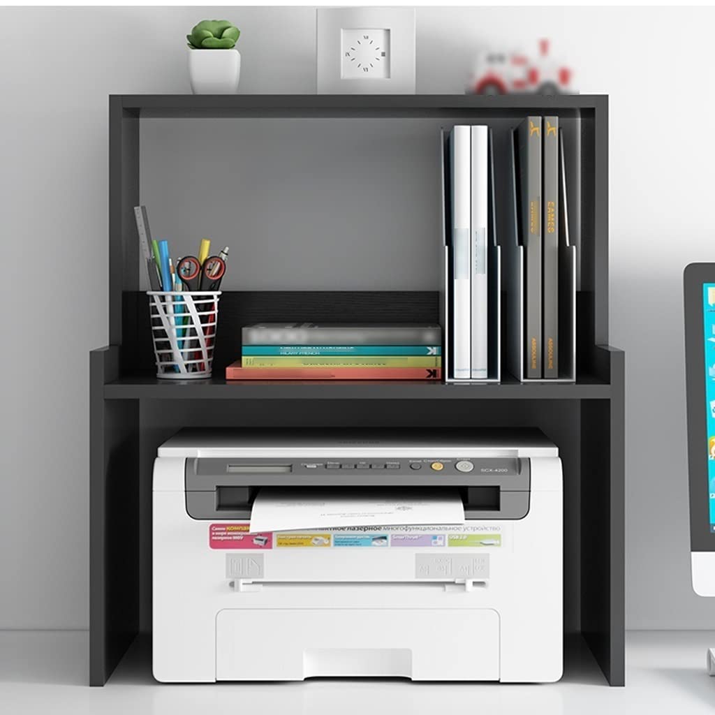 3-Tier Printer Stand with Storage - Vertical Desk Organizer for Home & Office - Holds Fax Machine, Scanner & Supplies - Black (Perfect for Small Spaces & Clutter-Free Workspaces)