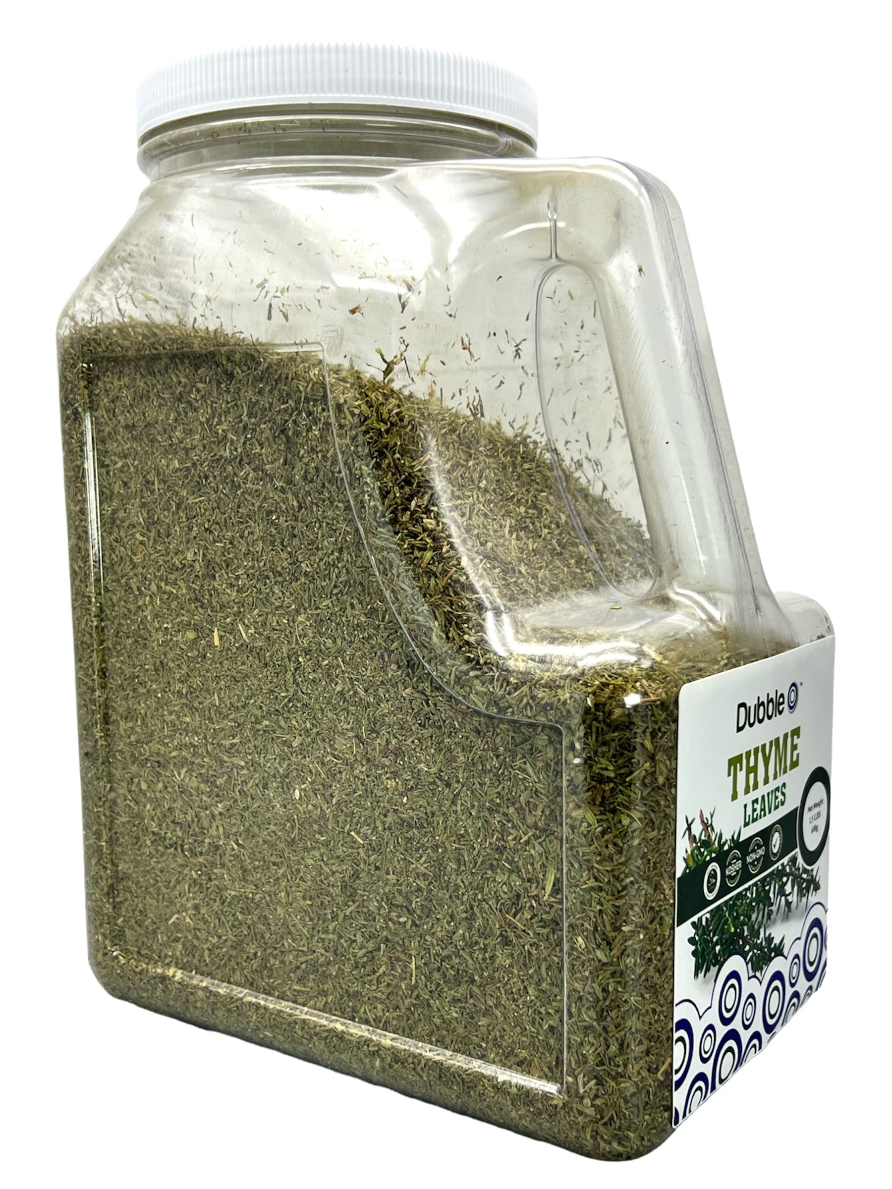 Organic Thyme Leaves - 2 lbs. Bulk | Non-GMO, Kosher, Halal & Gluten Free | Premium Dubble O Brand | Perfect for Cooking, Seasoning & Herbal Tea Blends