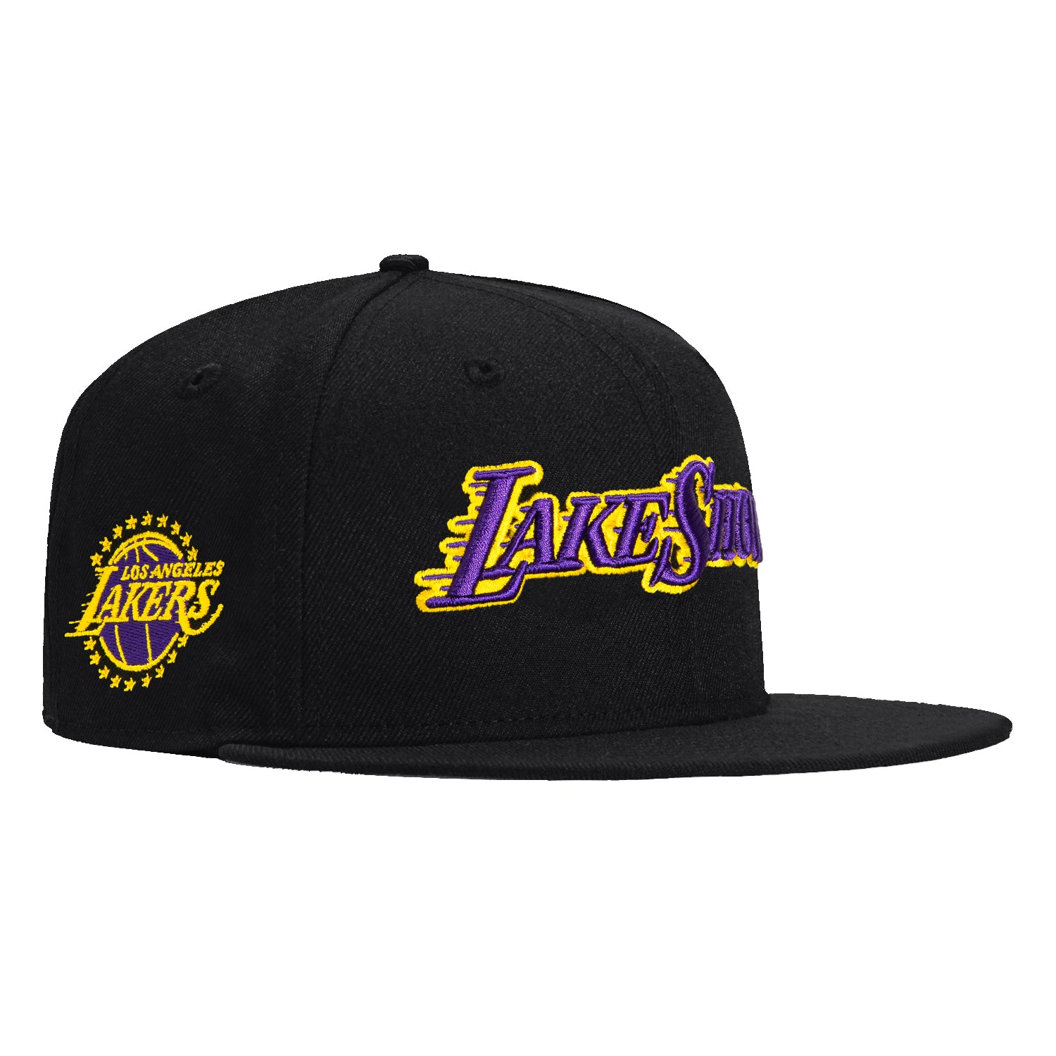 New Era 59Fifty Los Angeles Lakers Logo Patch Snapback Hat - Black | Official NBA Licensed Cap for Men & Women | Perfect for Basketball Games, Streetwear & Lakers Fans