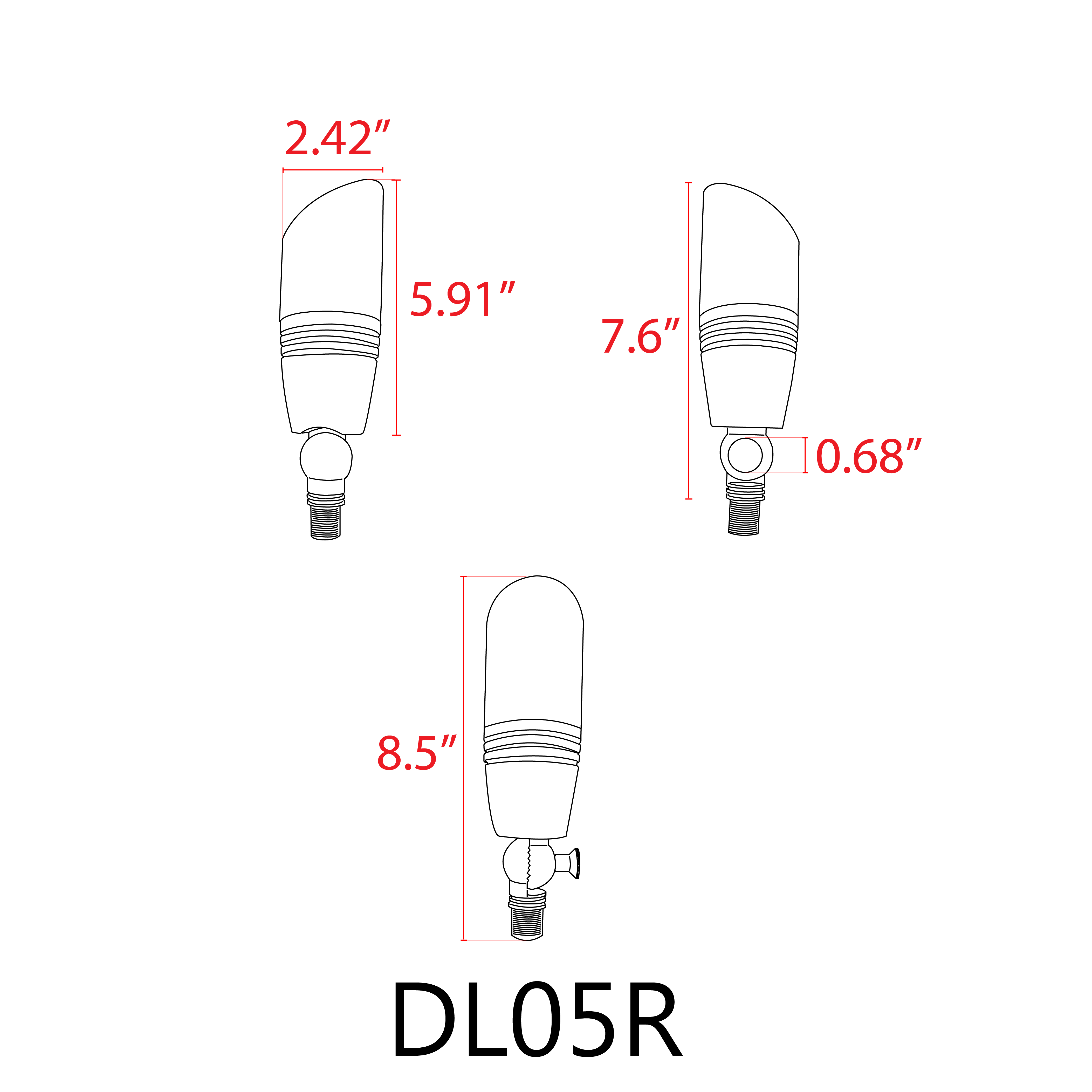 DL05R 4x/8x/12x 31W RGBCW LED Spotlight - Waterproof IP65 Cast Aluminum Outdoor Lighting for Garden, Pathway & Landscape - 12V AC/DC Low Voltage Bullet Directional Spotlight