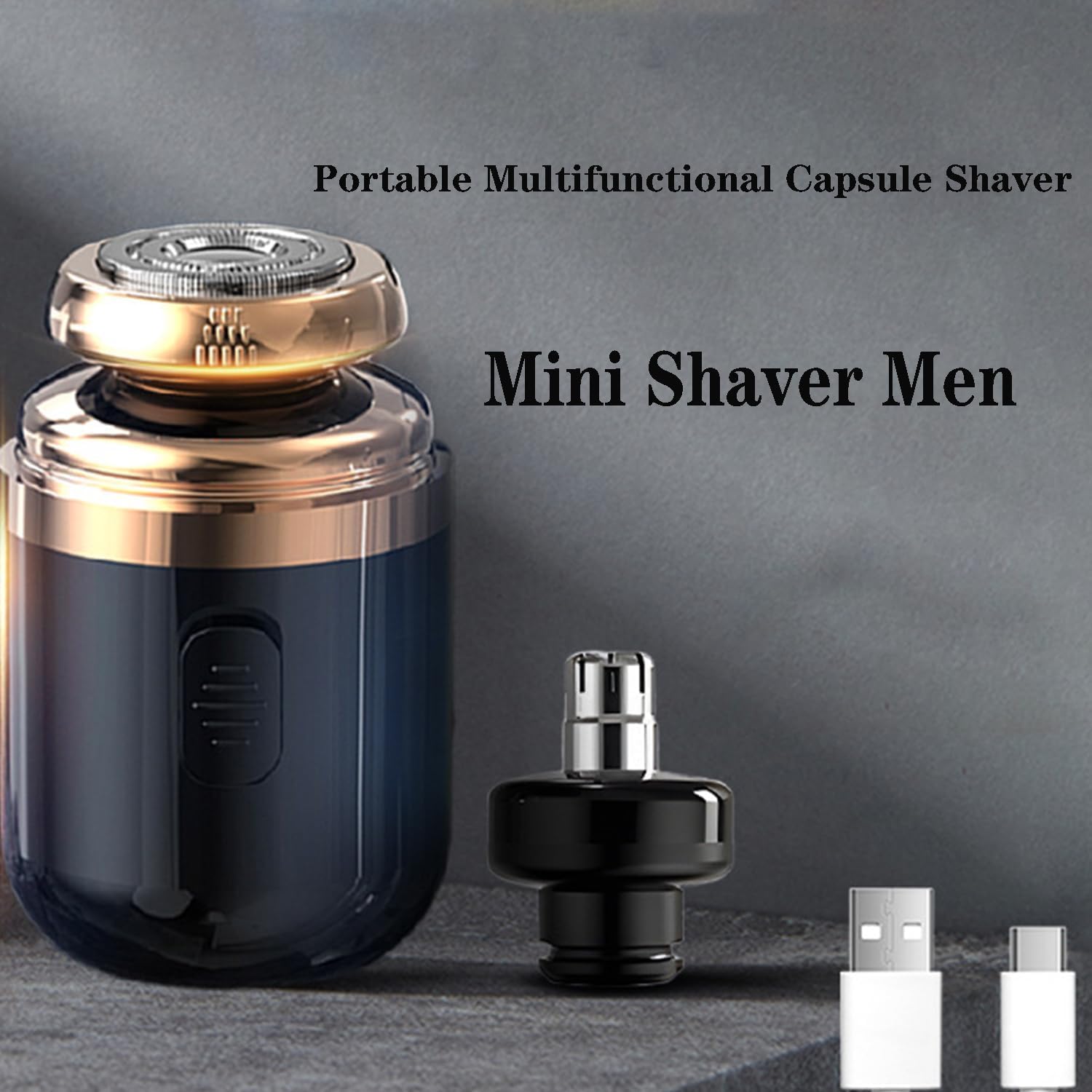 Palyrain Mini Portable Electric Shaver for Men - Waterproof Capsule Razor with Nose Hair Trimmer, Travel-Friendly & Multifunctional (2Pcs Black) | Perfect for Travel, Gym, Business Trips & Daily Grooming