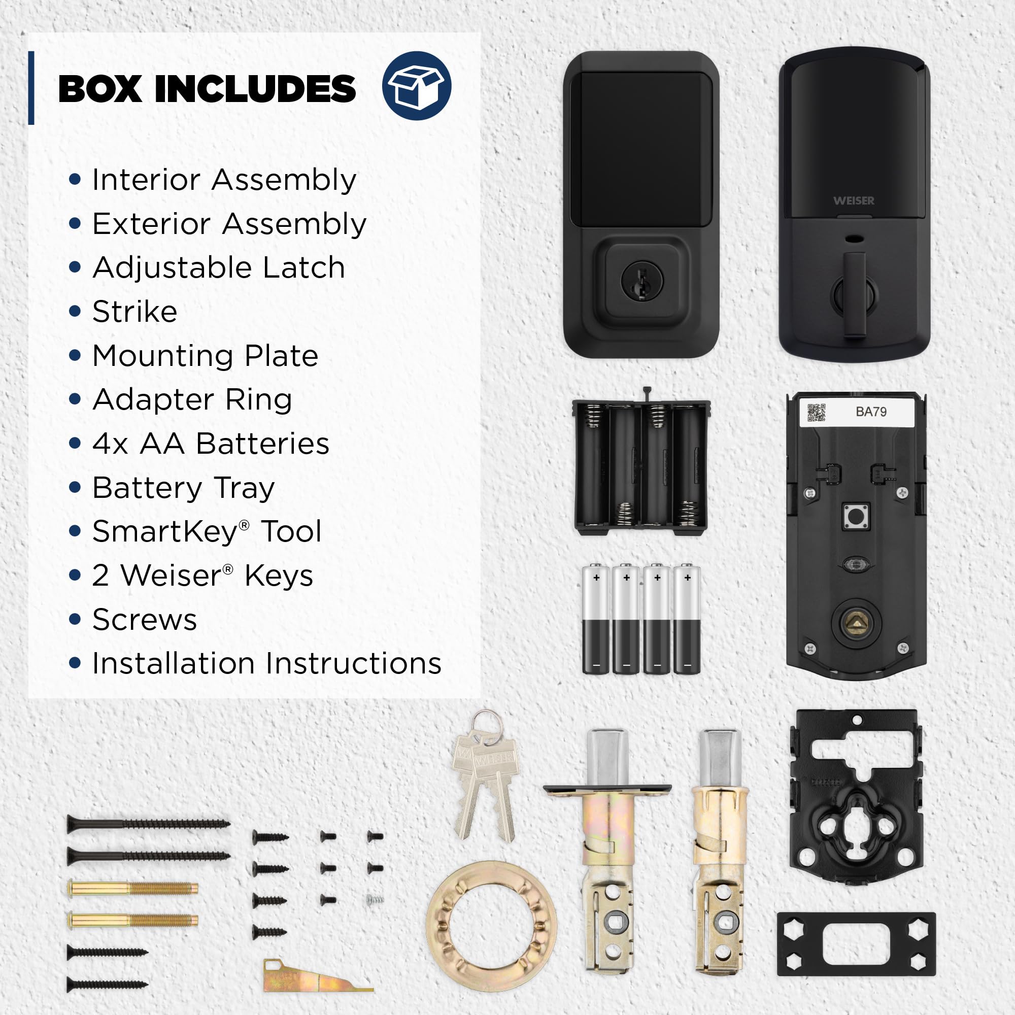 Weiser Halo Matte Black WiFi Smart Lock - Keyless Entry Deadbolt with Touchscreen Keypad | Works with Alexa & Google Assistant | Secure Smart Lock for Front Door, Apartment & Vacation Homes