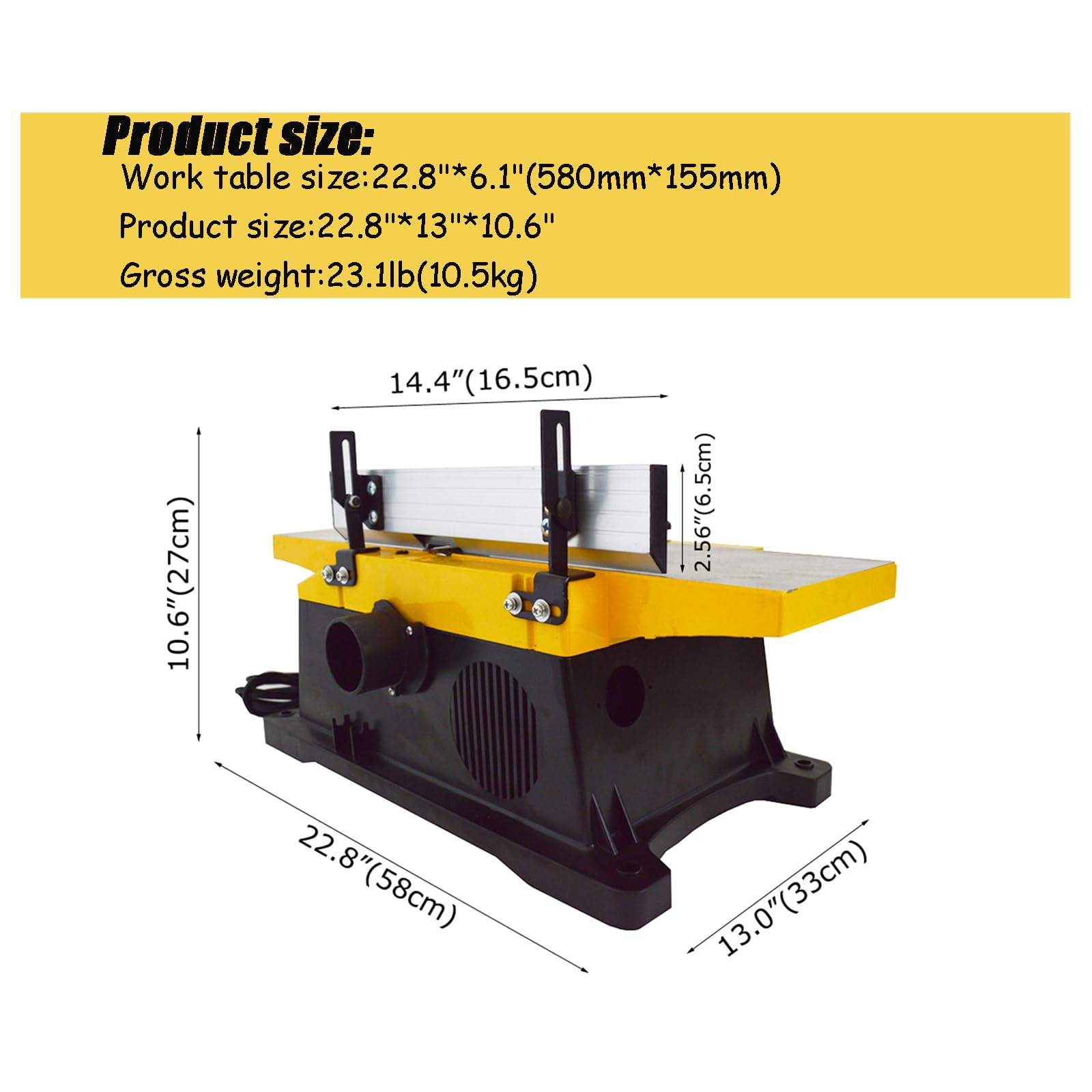 INTBUYING 6 Inch Woodworking Planer - 1800W Portable Bench Planer with 155x580mm Work Table | Low Noise & Dust | Perfect for DIY Projects, Small Workshops & Home Woodworking