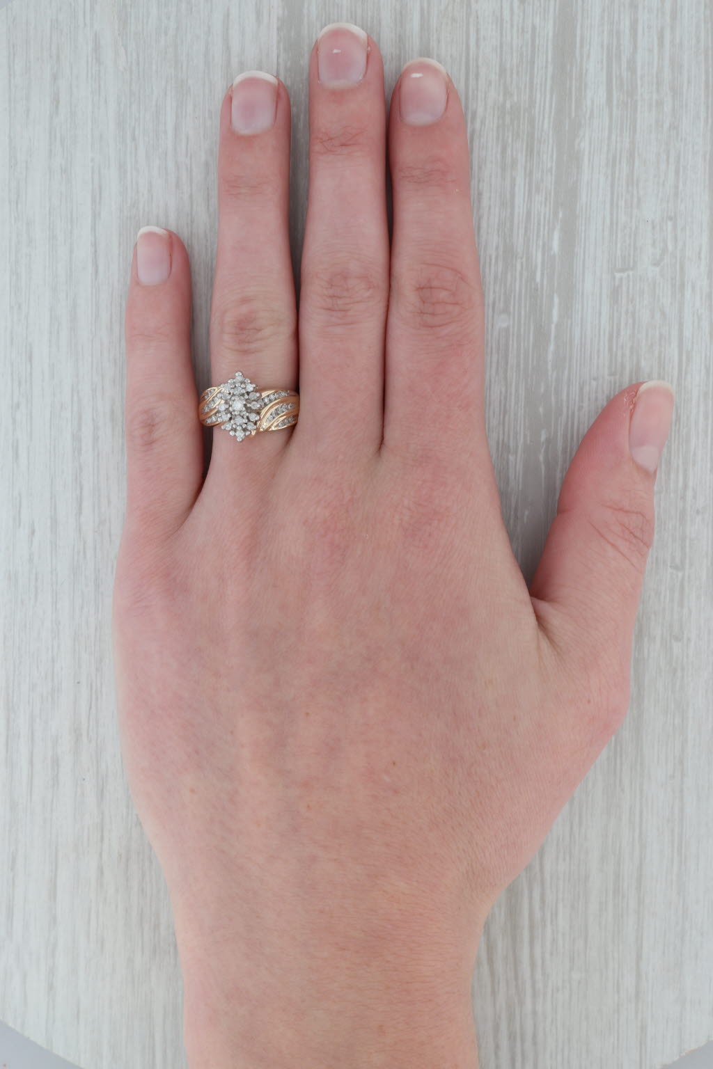0.43 Carat Diamond Cluster Ring in 10K Yellow Gold - Elegant Engagement Ring for Women, Perfect for Proposals, Anniversaries & Special Occasions