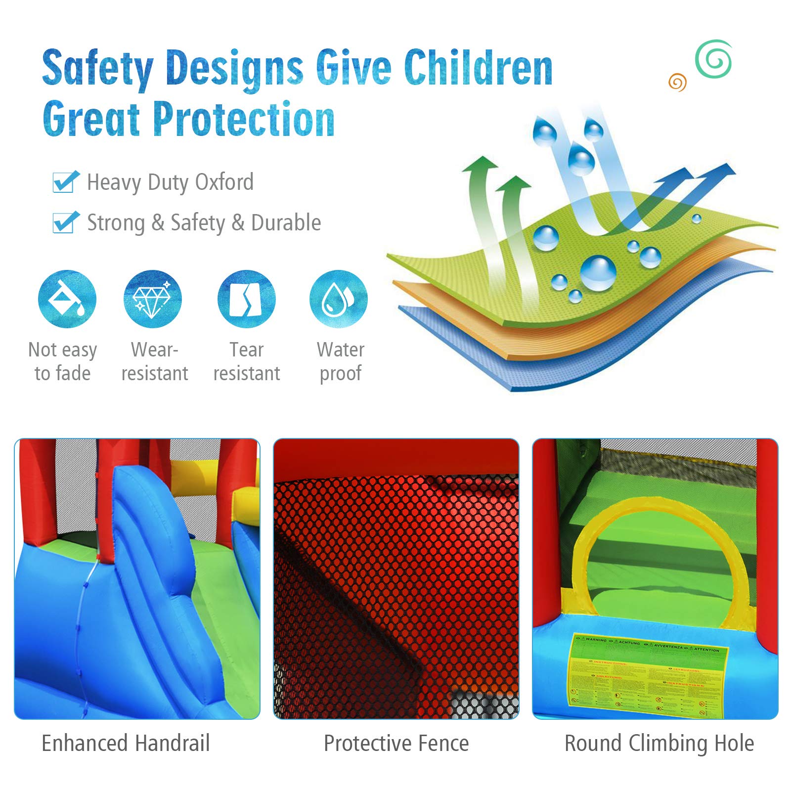 BOUNTECH 7-in-1 Inflatable Water Slide Park with Football Gate & Splash Pool - Giant Bounce House for Kids & Adults - Backyard Water Slides for Summer Outdoor Fun - Perfect Birthday Gift & Party Entertainment