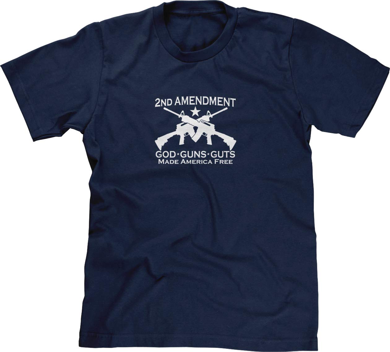 Blittzen God Guns Guts Made America Free Men's T-Shirt | Patriotic American Flag Graphic Tee for Independence Day, Veterans Day & Political Events