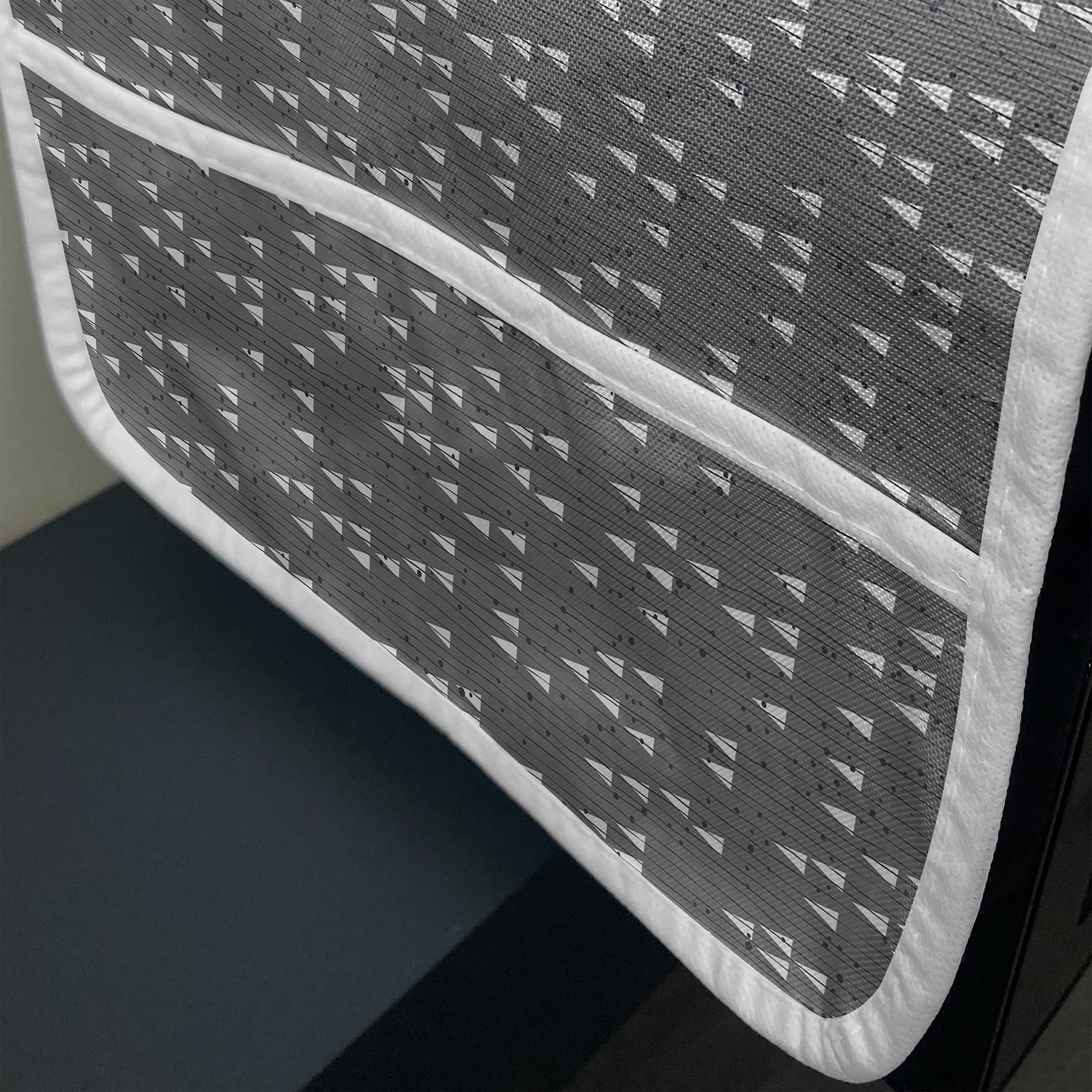 Ambesonne Waterproof Microwave Cover - Grey White Geometric Triangle Pattern, 36