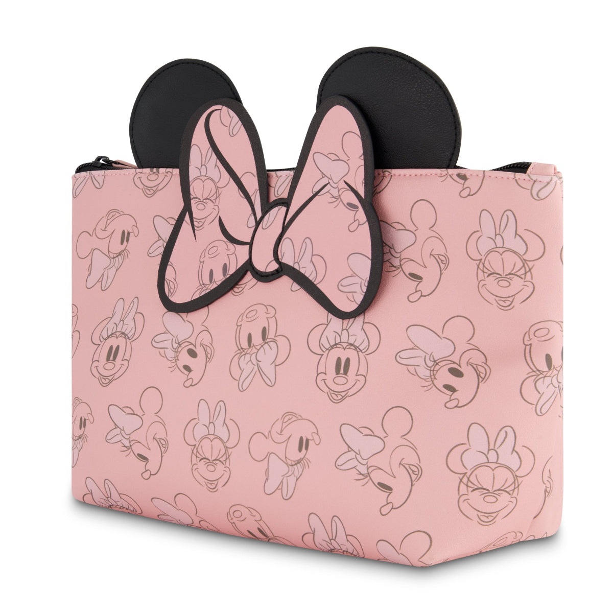 Disney Minnie Mouse 3D Bow & Ears Pink Makeup Bag for Women | Cute Cosmetic Pouch for Travel, School & Gift | Disney Character Accessories