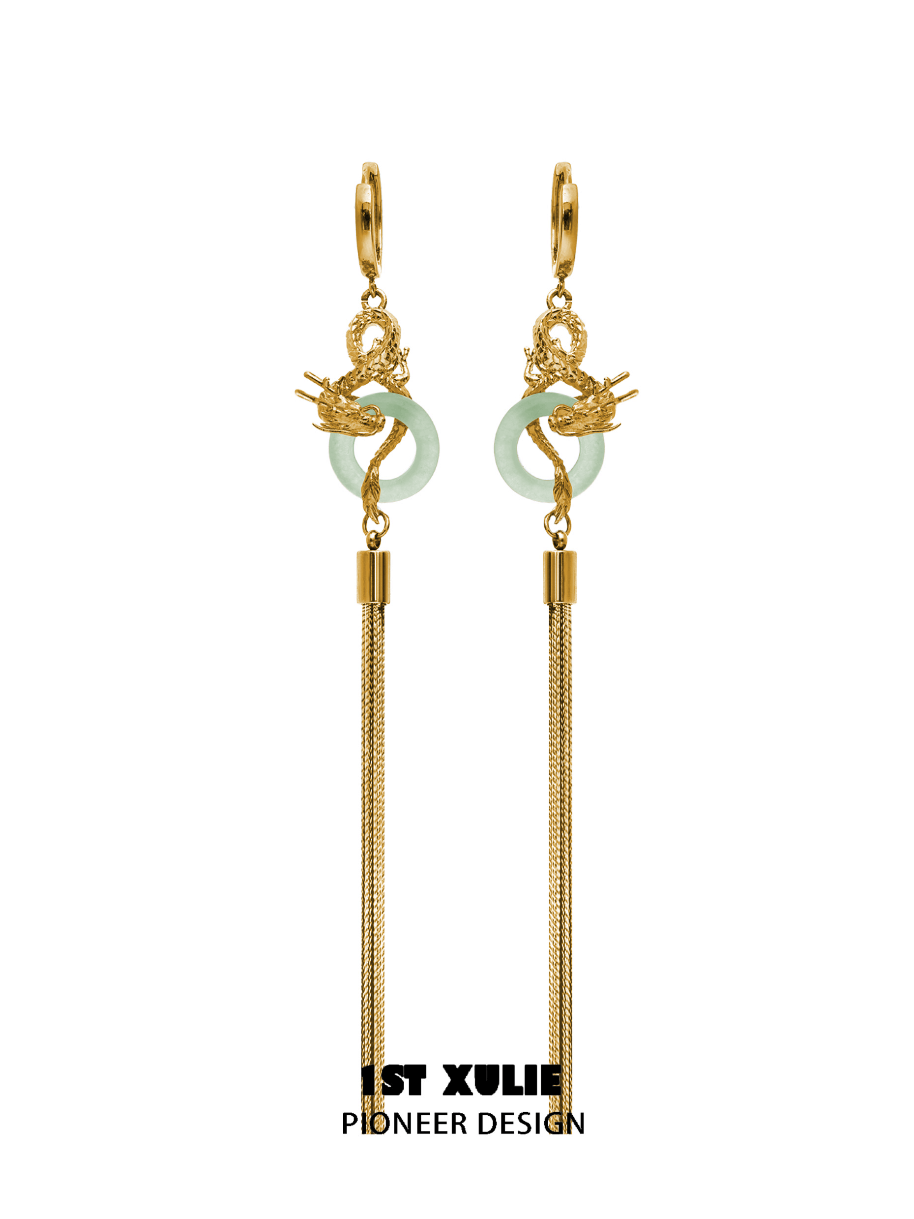 24K Gold Plated Quartz Jade Earrings for Women - Elegant Chinese Dragon Design Jewelry Gift for Birthday, Anniversary & Special Occasions