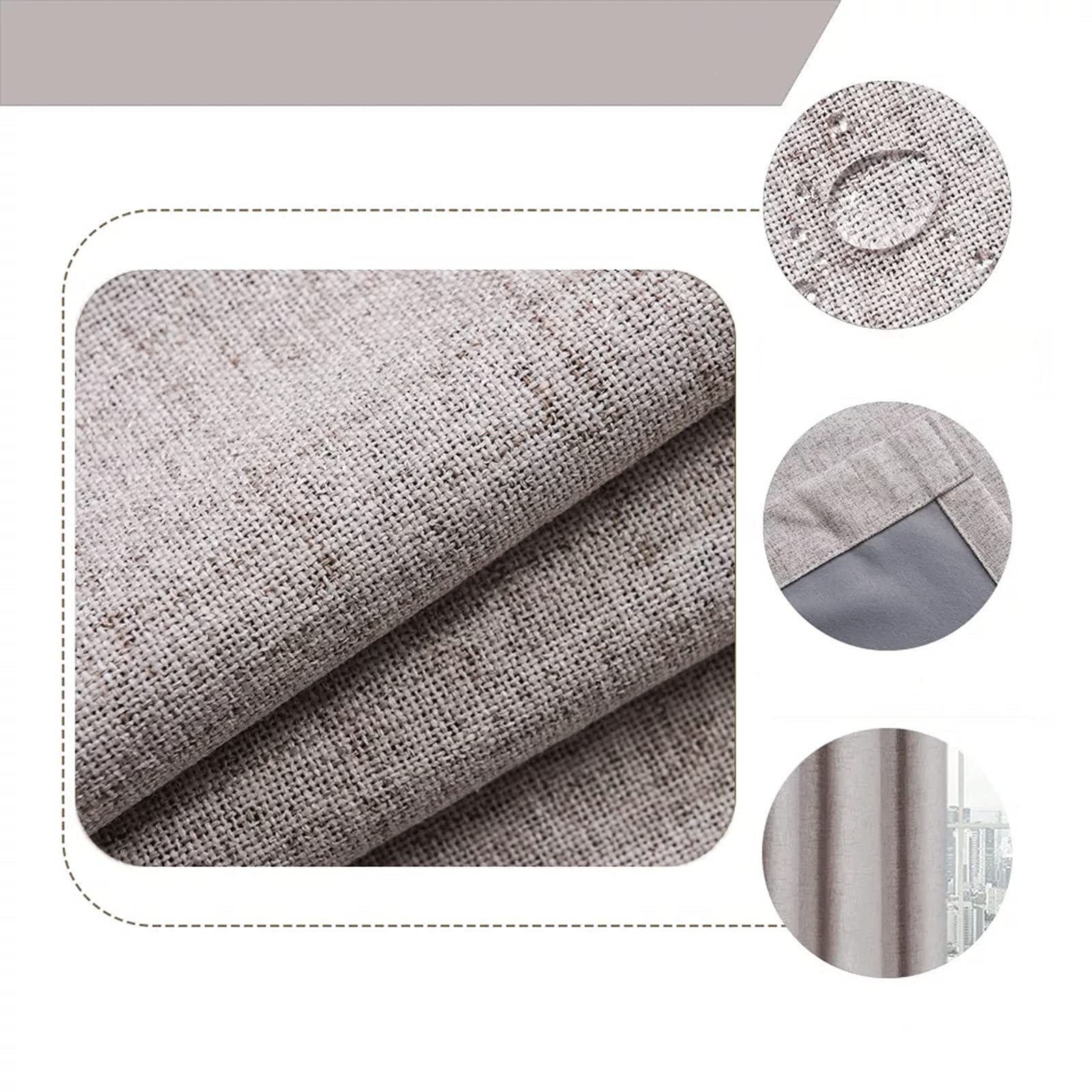 Blackout Linen Curtains for Kitchen, Bedroom & Living Room - Primitive Textured Thick Burlap Look Window Drapes (100x250cm, Pencil Pleat) - Perfect for Light Control, Privacy & Home Decor