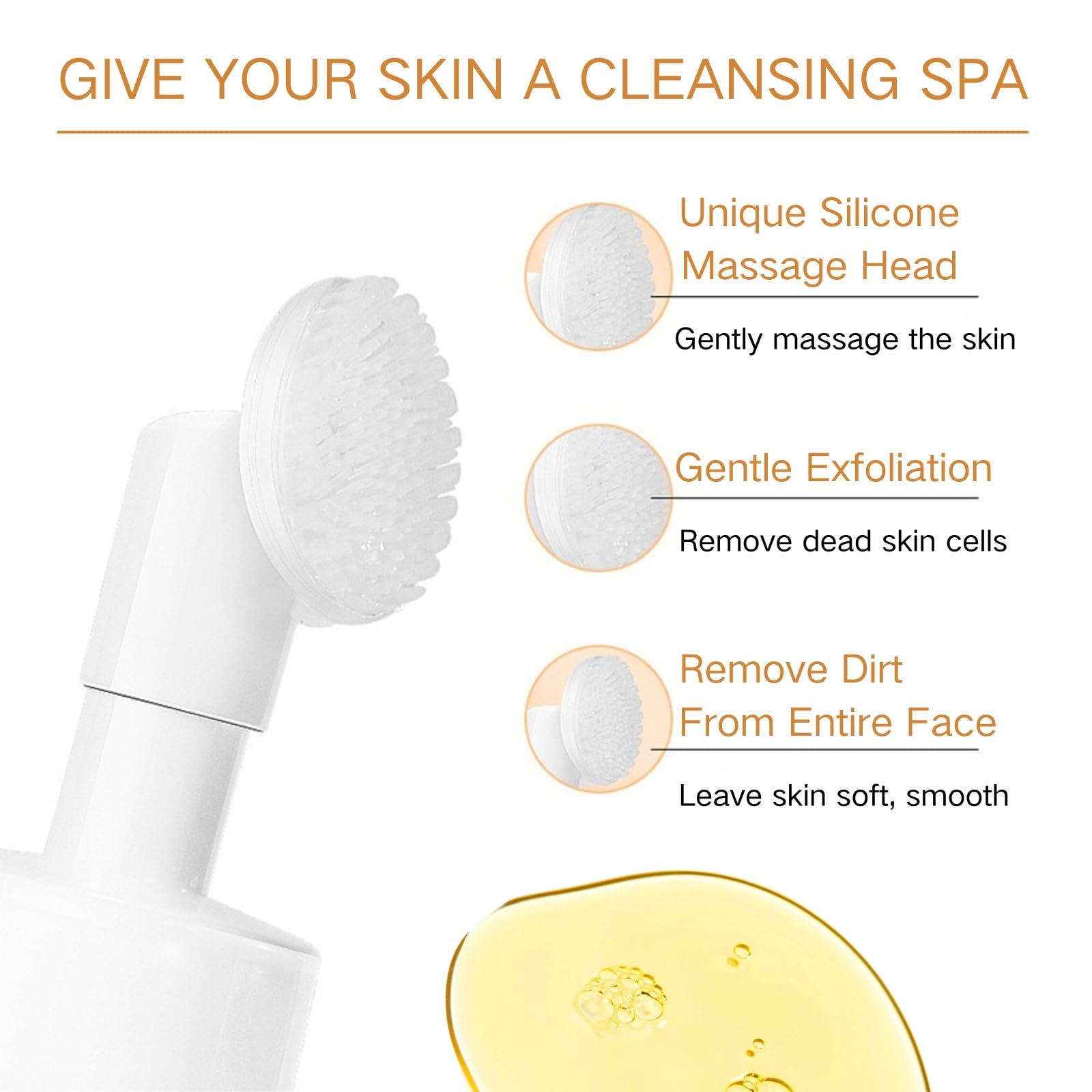 Turmeric Foaming Face Wash with Brush & 10 Facial Sponges - Kojic Acid Cleanser for Women & Men - Brightening Glow Facial Cleanser - Perfect for Daily Skincare Routine & Acne-Prone Skin