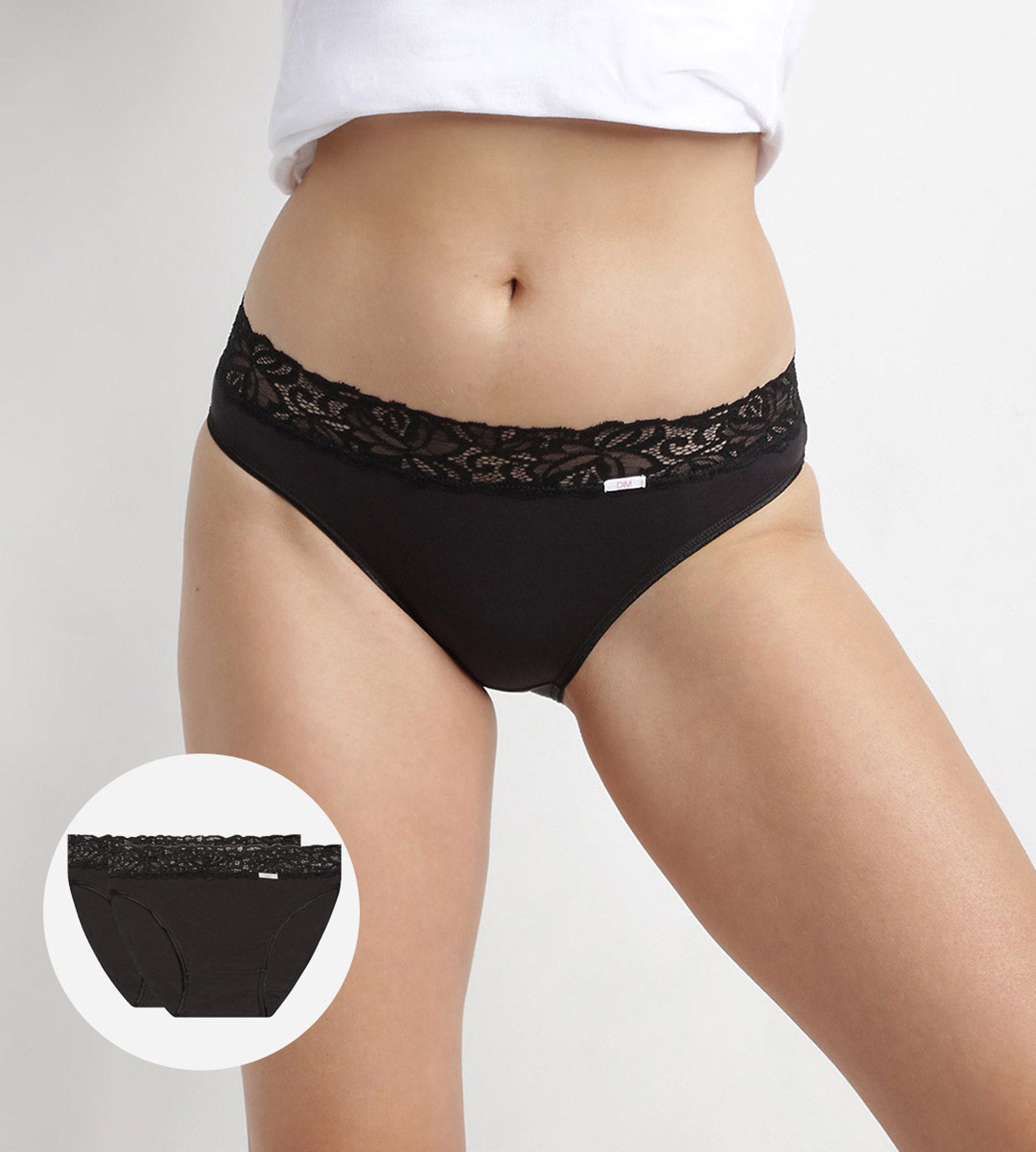 2 Pack Black Cotton Mid-Rise Women's Underwear - Soft & Comfortable for Everyday Wear, Workout, and Sleep