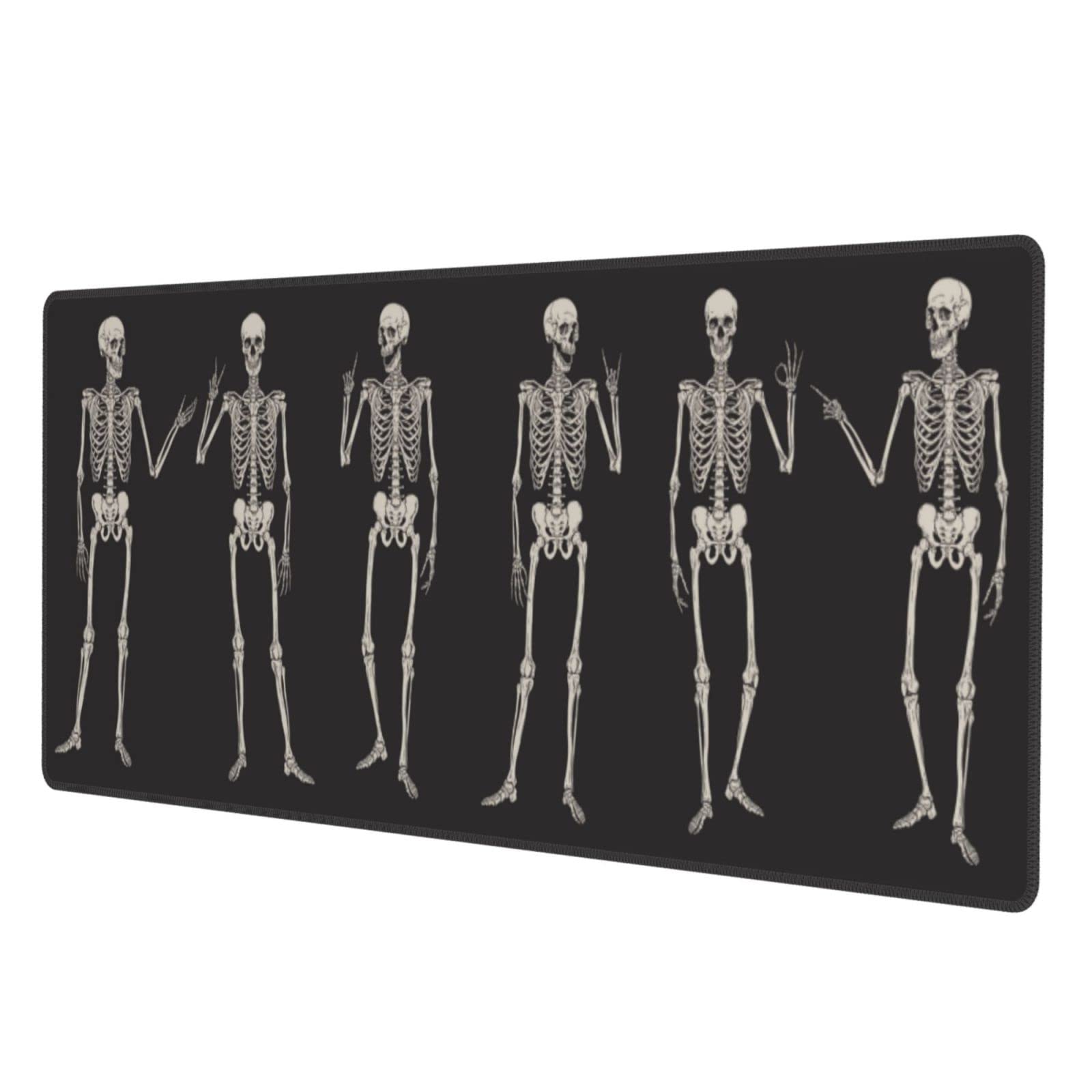 Non-Slip XL Gaming Mouse Pad with Human Skeleton Design - Stitched Edge, Rubber Base Large Desk Mat for PC, Laptop & Computer - Perfect for Gaming Setups, Office Work & Home Workspaces