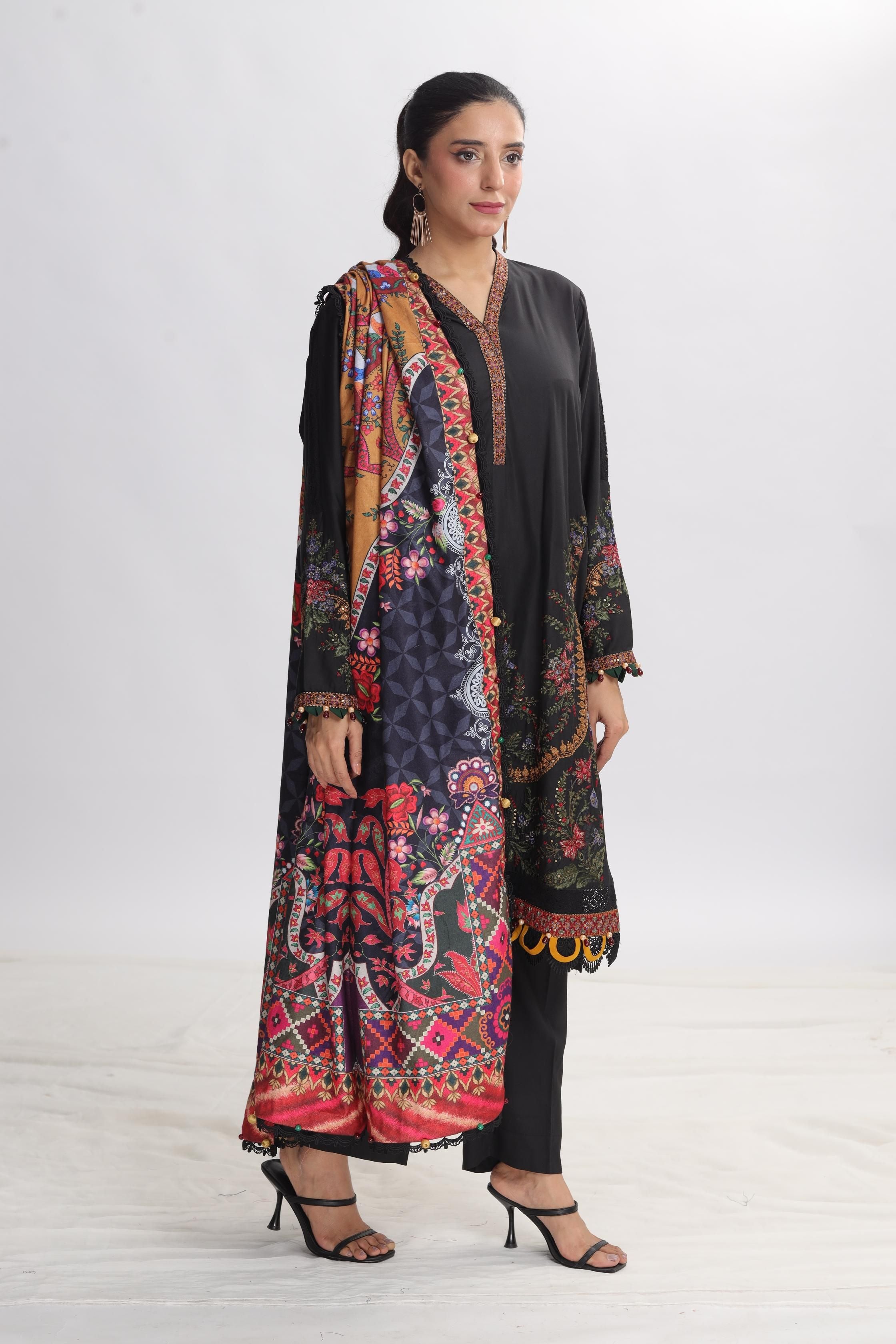 Design 2B Maria B M Prints Stitched Floral Embroidered Dress - Perfect for Weddings, Parties & Special Occasions