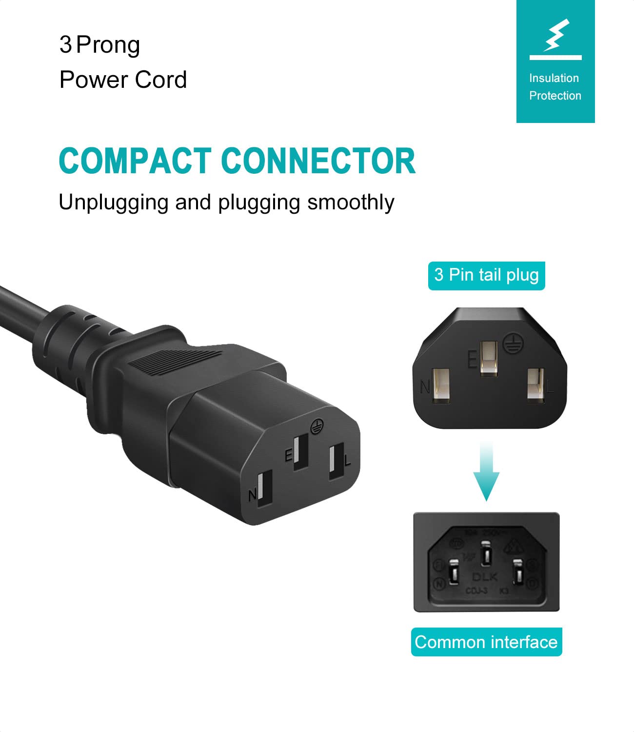 3 Prong Replacement Power Cord for Instant Pot, Electric Pressure Cooker, Rice Cooker & Kitchen Appliances - 6ft Heavy Duty Cable - Perfect for Home Cooking & Meal Prep