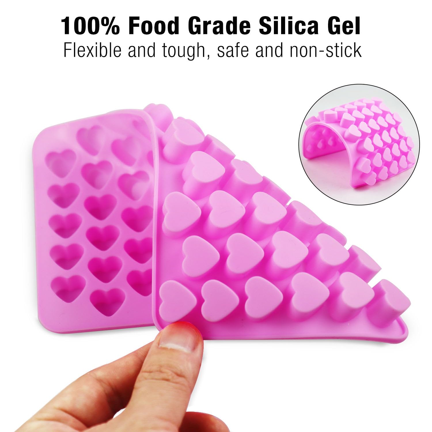 Premium 2-Pack Silicone Heart Molds for Wax Melts, Candles & DIY Crafts - Includes 2 Droppers - Perfect for Chocolate, Gummies, Soap, Ice Cubes & Valentine's Gifts - Ideal for Home Decor, Party Favors & Romantic DIY Projects