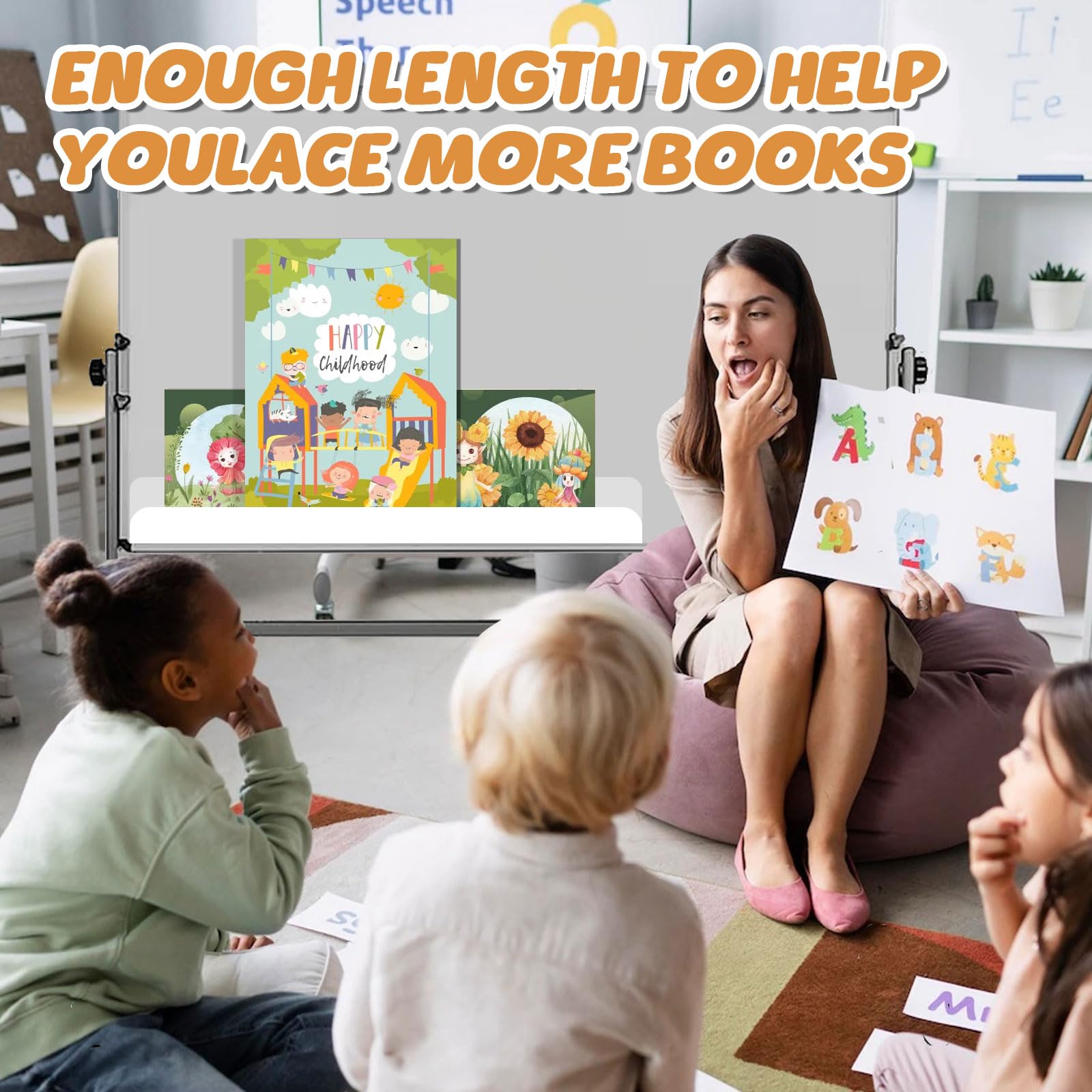 2 Pack Magnetic Bookshelf for Whiteboard - Reusable Classroom Organizer, Teacher Whiteboard Shelf & Kitchen Spice Rack for Refrigerator - Perfect for Classroom Storage & Home Kitchen Organization