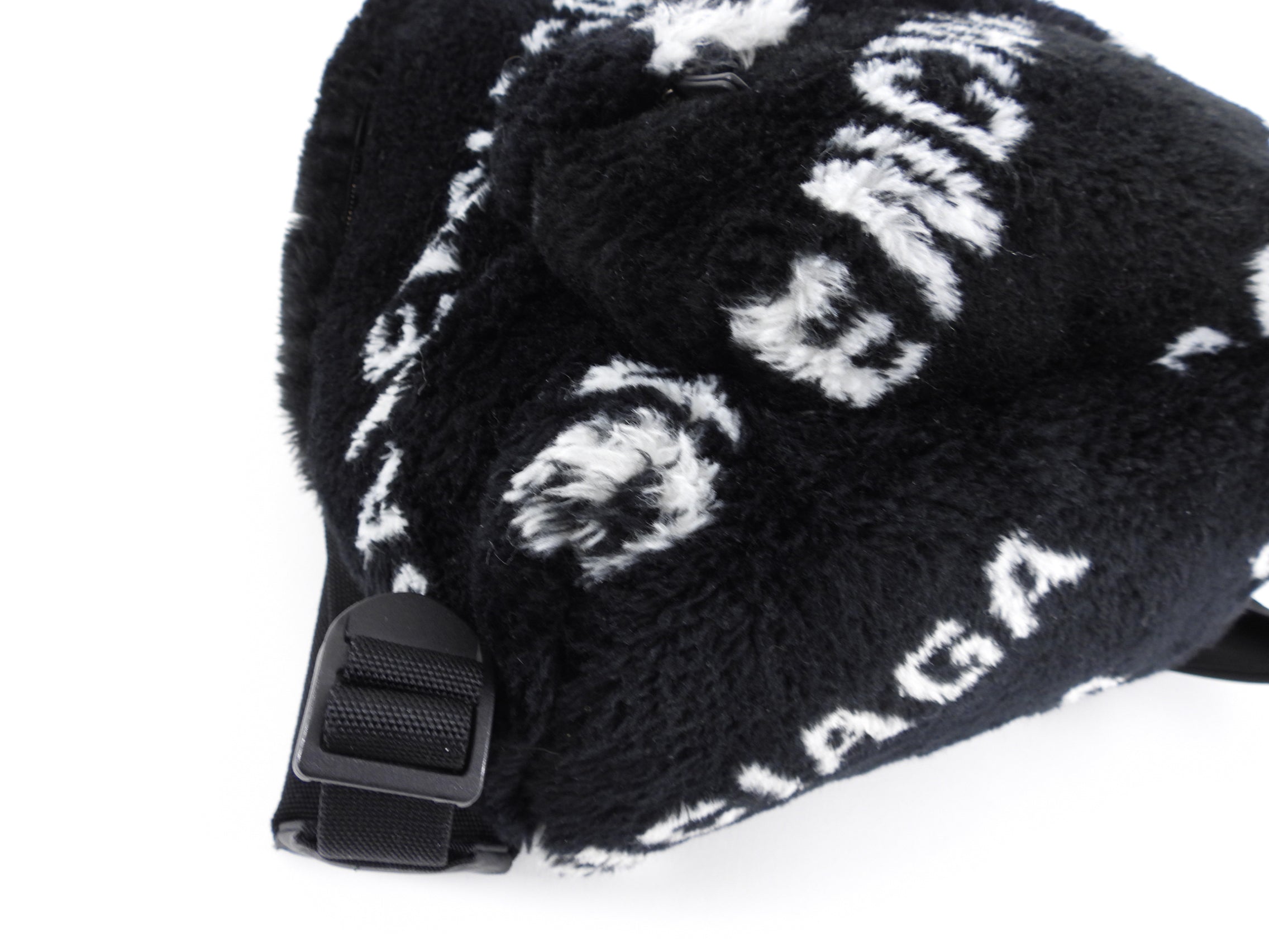 Balenciaga Everyday Logo Backpack in Faux Plush Fur - Stylish Designer Backpack for Women & Men, Perfect for Work, Travel & School