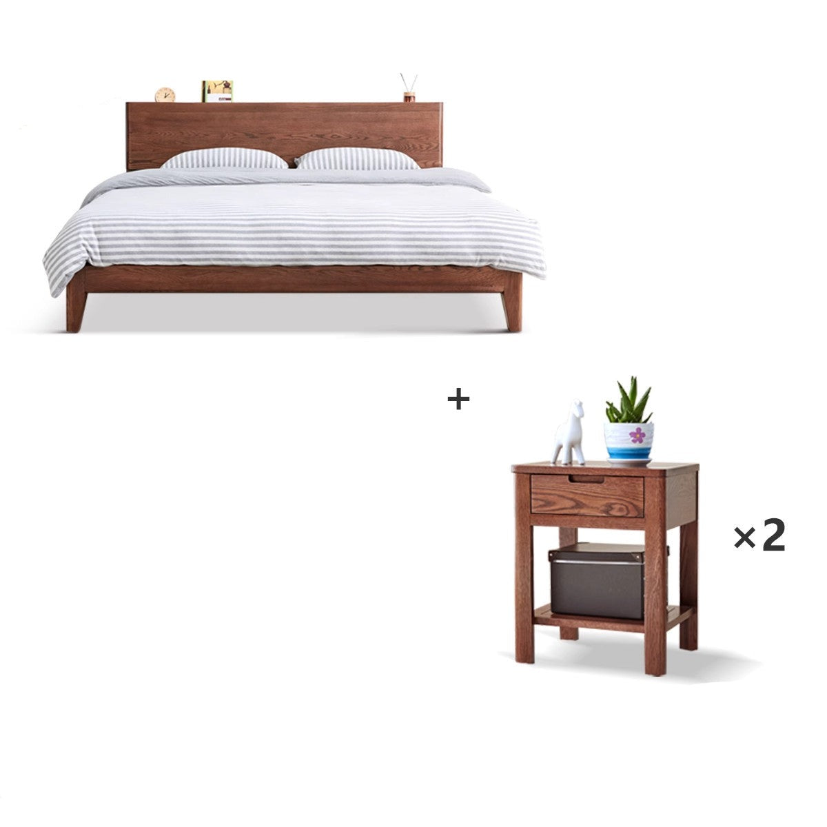 Solid Oak Wood LED Bed Frame with Built-in Lighting - Perfect for Modern Bedrooms, Guest Rooms, and Cozy Home Decor
