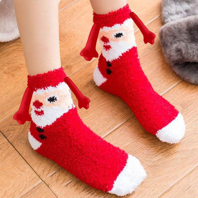 Hand In Hand Magnetic Christmas Socks - Festive Holiday Socks for Couples & Families - Perfect for Christmas Gifts, Stocking Stuffers & Winter Home Decor