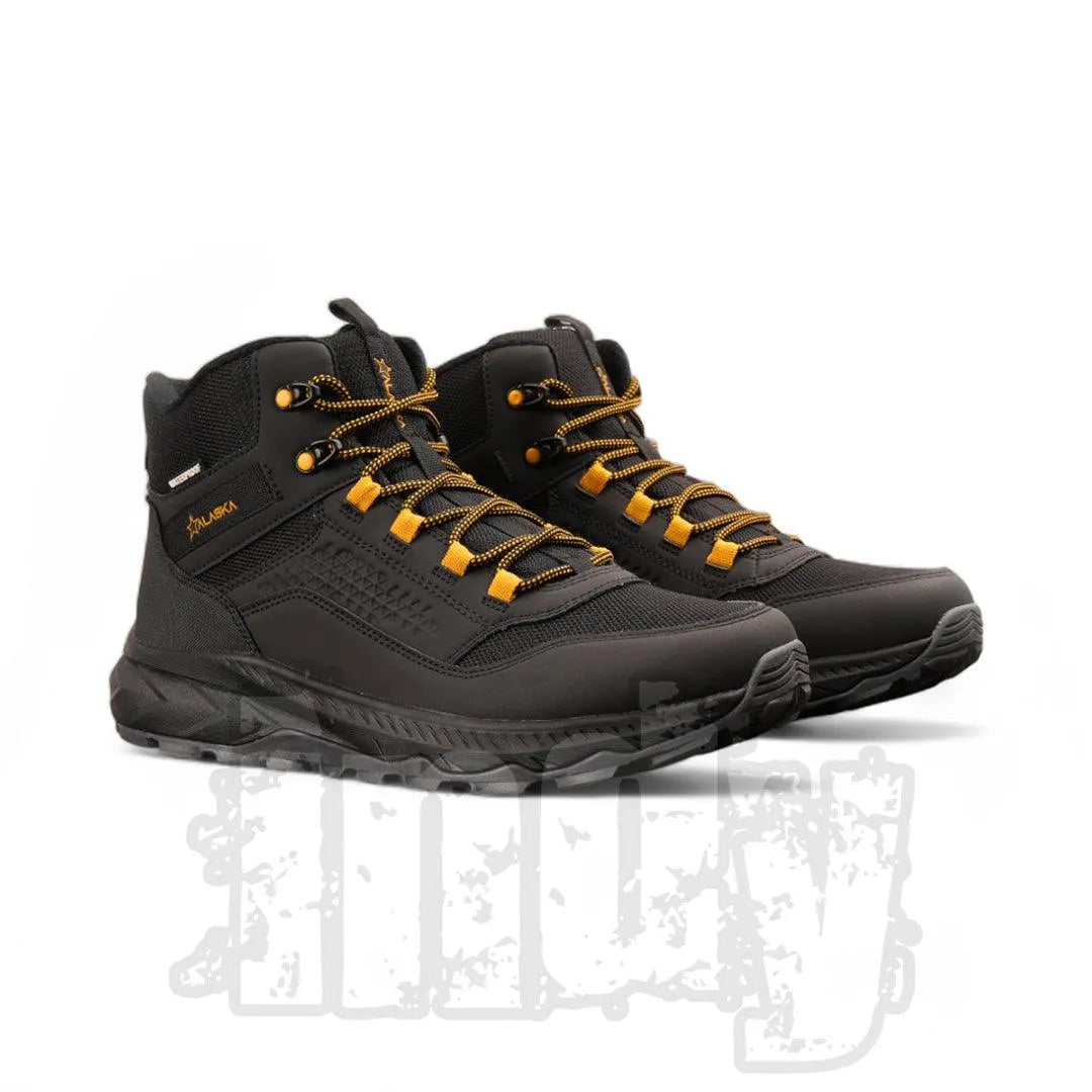 Alaska Jawar Trekking Boots for Men & Women - Waterproof Hiking Shoes in Black & Mustard - Perfect for Outdoor Adventures, Camping, and Mountain Climbing