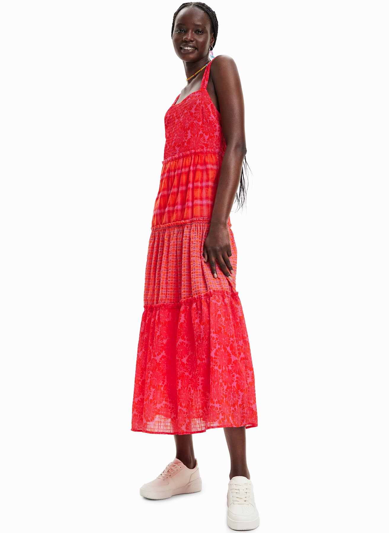 Desigual Women's Strappy Woven Summer Dress - Flowy Boho Chic Maxi Dress for Beach, Vacation & Casual Outings