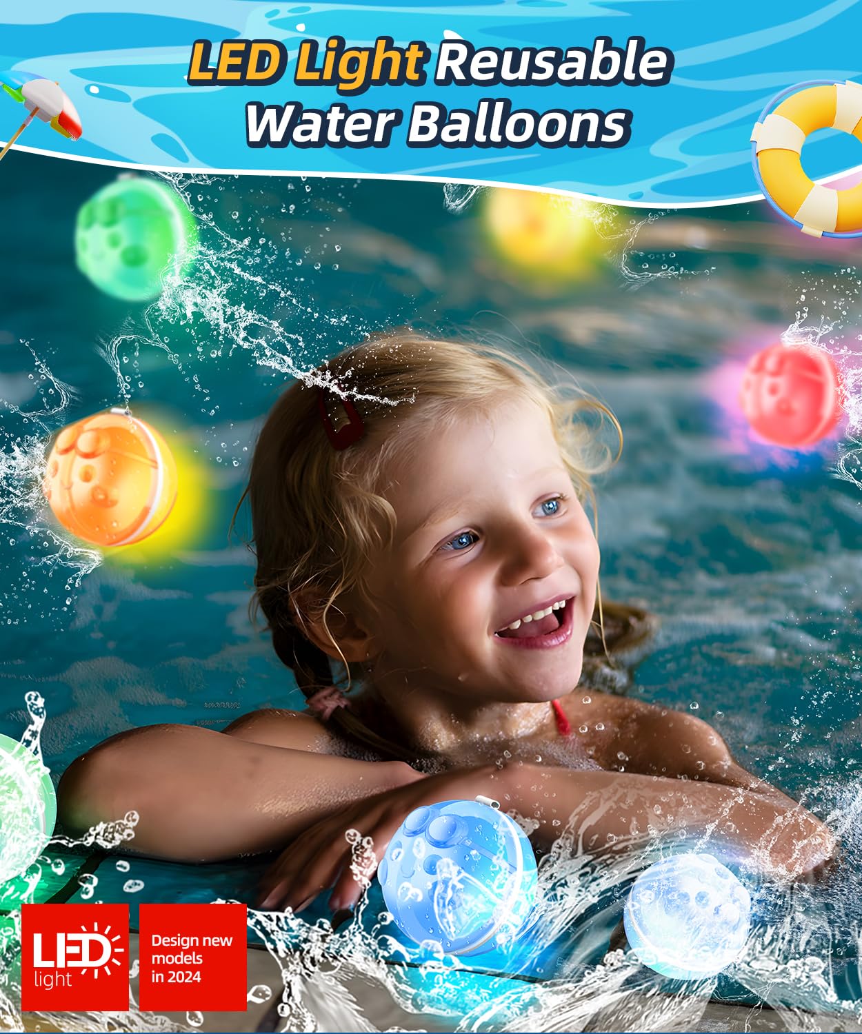 20 Pack Reusable LED Water Balloons - Self-Sealing Quick Fill Pool Toys with Mesh Storage Bag, Latex-Free Silicone Splash Bombs for Kids & Adults - Perfect for Summer Parties, Backyard Games and Beach Fun