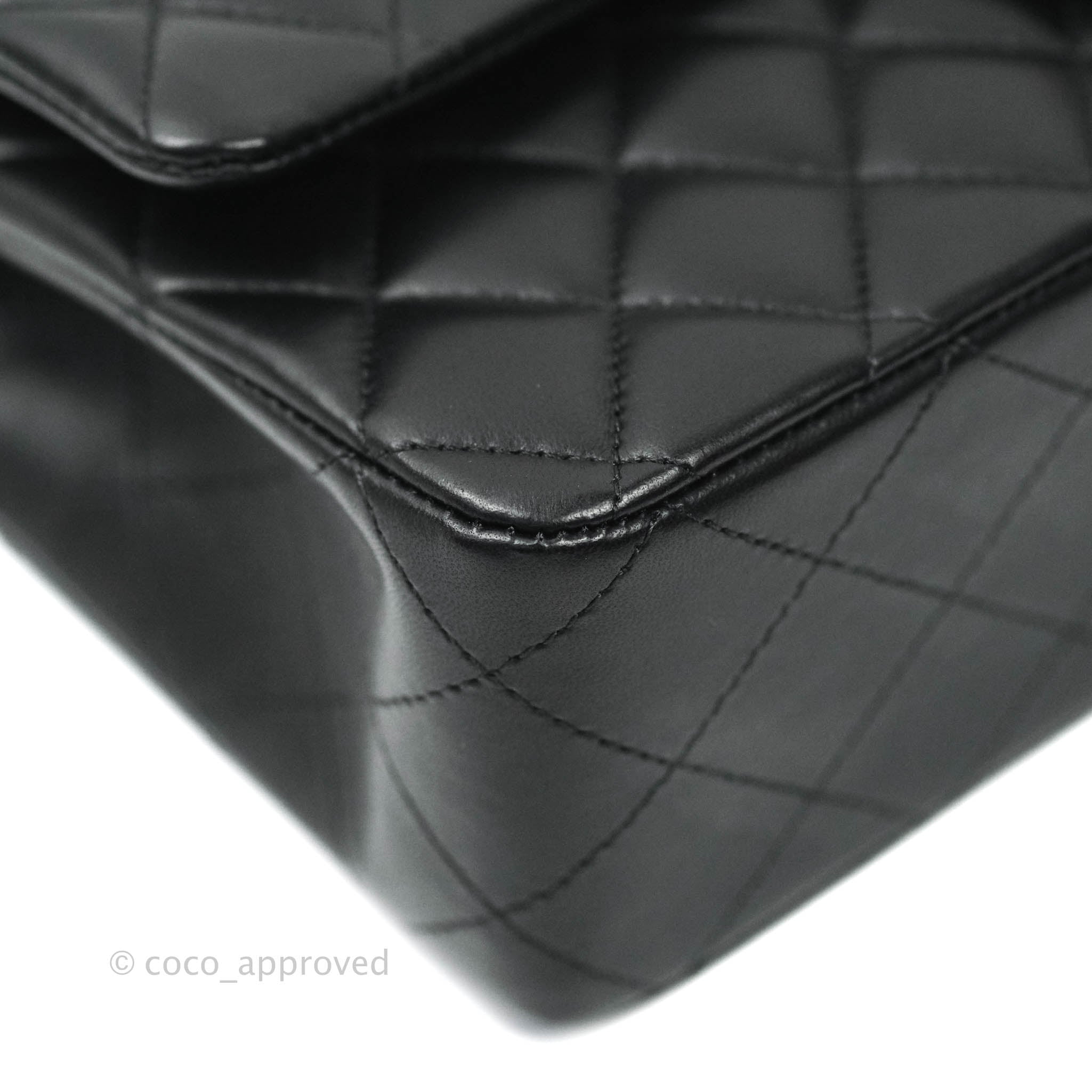 Chanel Classic Flap Bag M/L Size - Black Lambskin Leather with Gold Hardware | Luxury Handbag for Women, Perfect for Evening Events & Daily Use