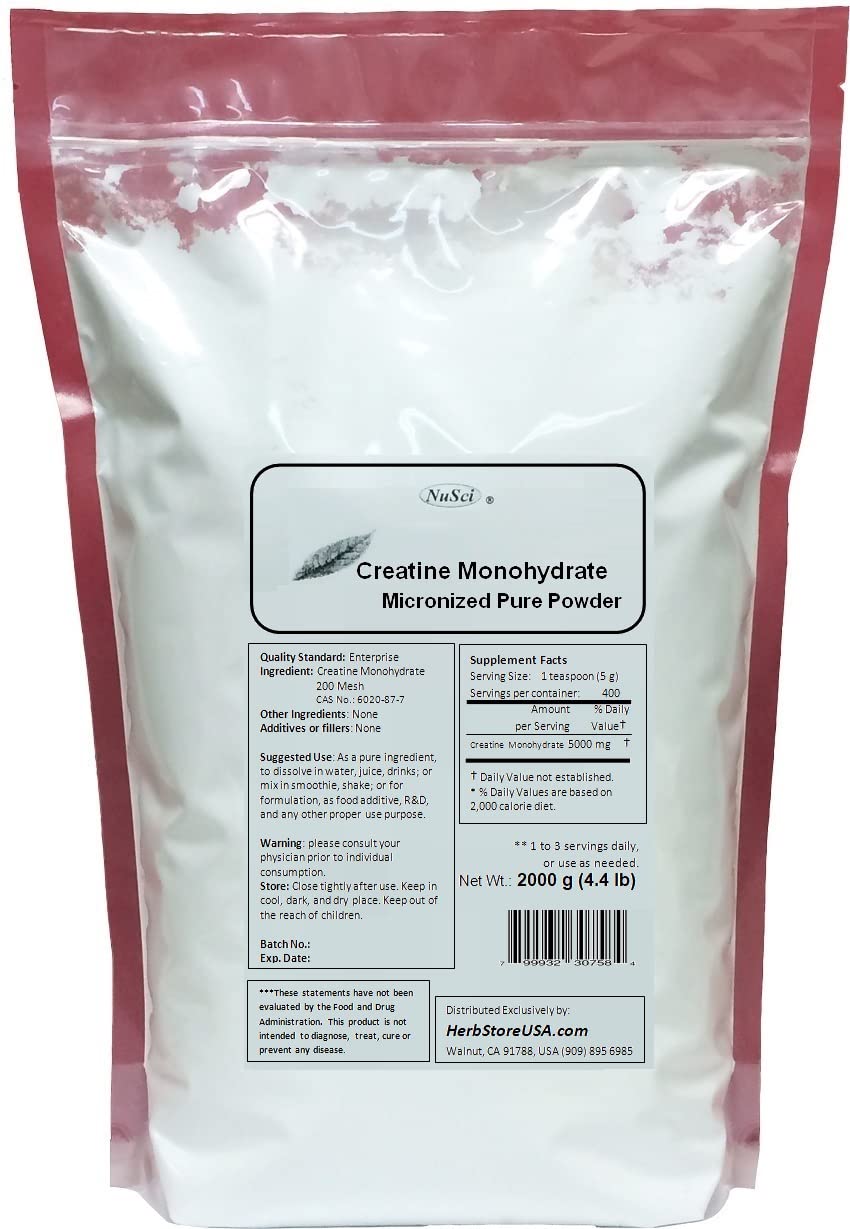 Pure Creatine Monohydrate Micronized Powder - 2000g (4.4 lb) Unflavored Muscle Building Supplement for Athletes & Bodybuilders - Pre/Post Workout Recovery, Strength Training & Fitness Performance