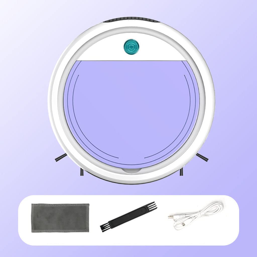 Smart Robot Vacuum Cleaner with USB Charging | 3-in-1 Ultra-Thin Mopping & Sweeping Robot for Home Cleaning - White & Purple | Perfect for Hardwood Floors, Carpets & Pet Hair Removal
