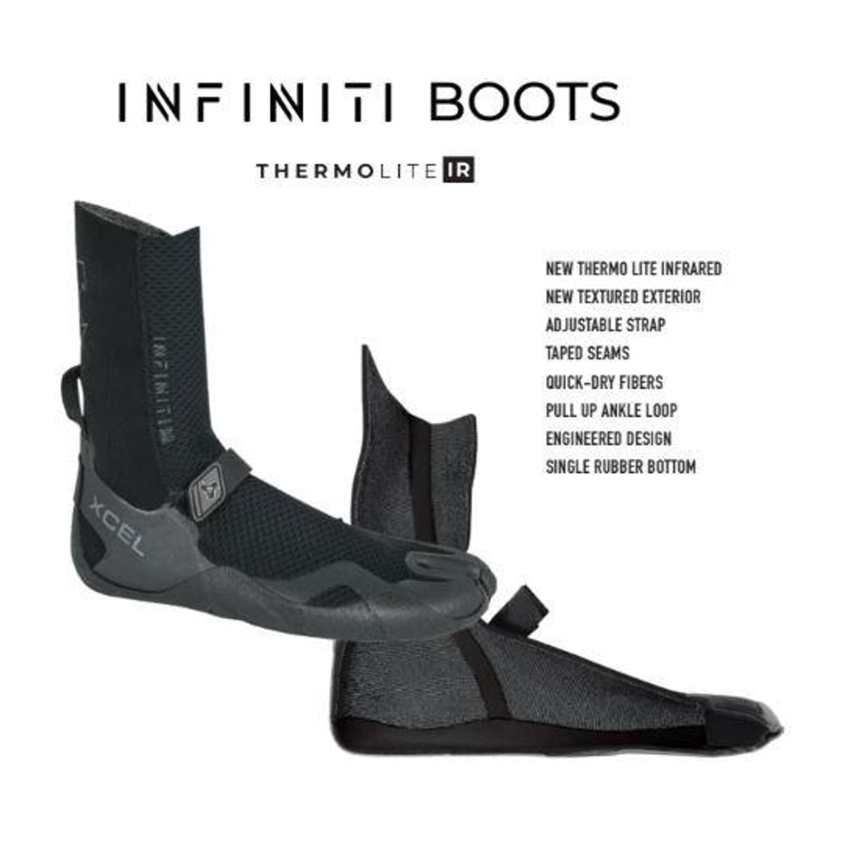 XCEL Infiniti 5mm Round Toe Booties - Premium Neoprene Scuba Diving Boots for Men & Women - Perfect for Surfing, Snorkeling, and Water Sports