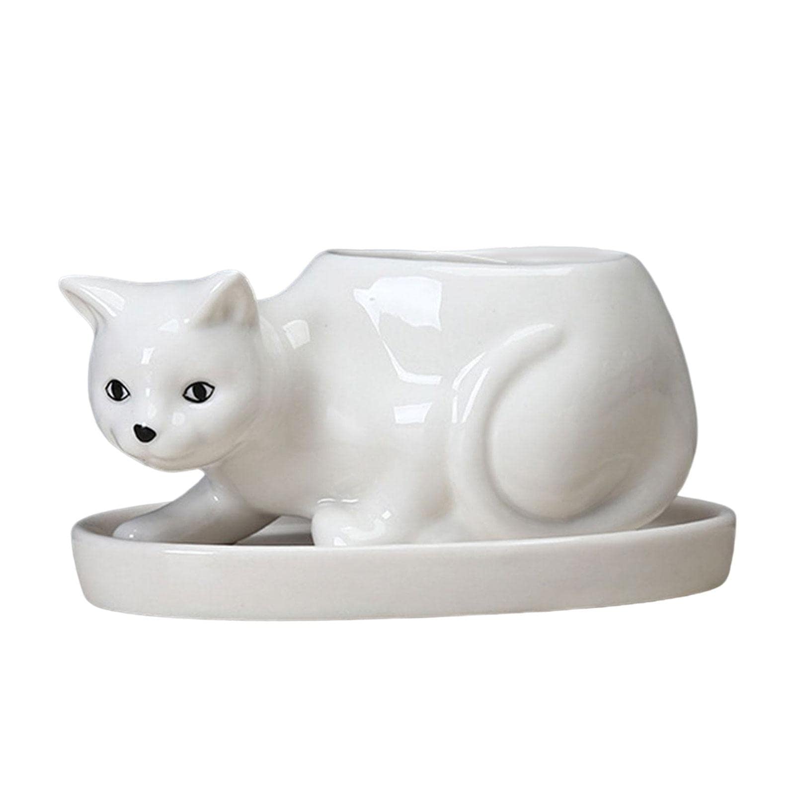 SM SunniMix Ceramic Flower Planters with Drainage Tray - Mini Bonsai Pots & Indoor Plant Containers for Desktop, Shelf Decor - Perfect for Succulents, Herbs, Small Plants - Elegant White Home & Garden Decor