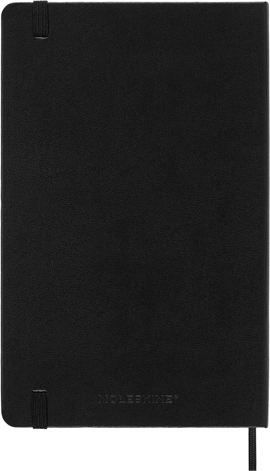 Moleskine 2025 Weekly Planner - Hard Cover, Elastic Closure, Black, Large 13x21 cm - Vertical Layout for 12 Months - Perfect for Work, School & Personal Organization