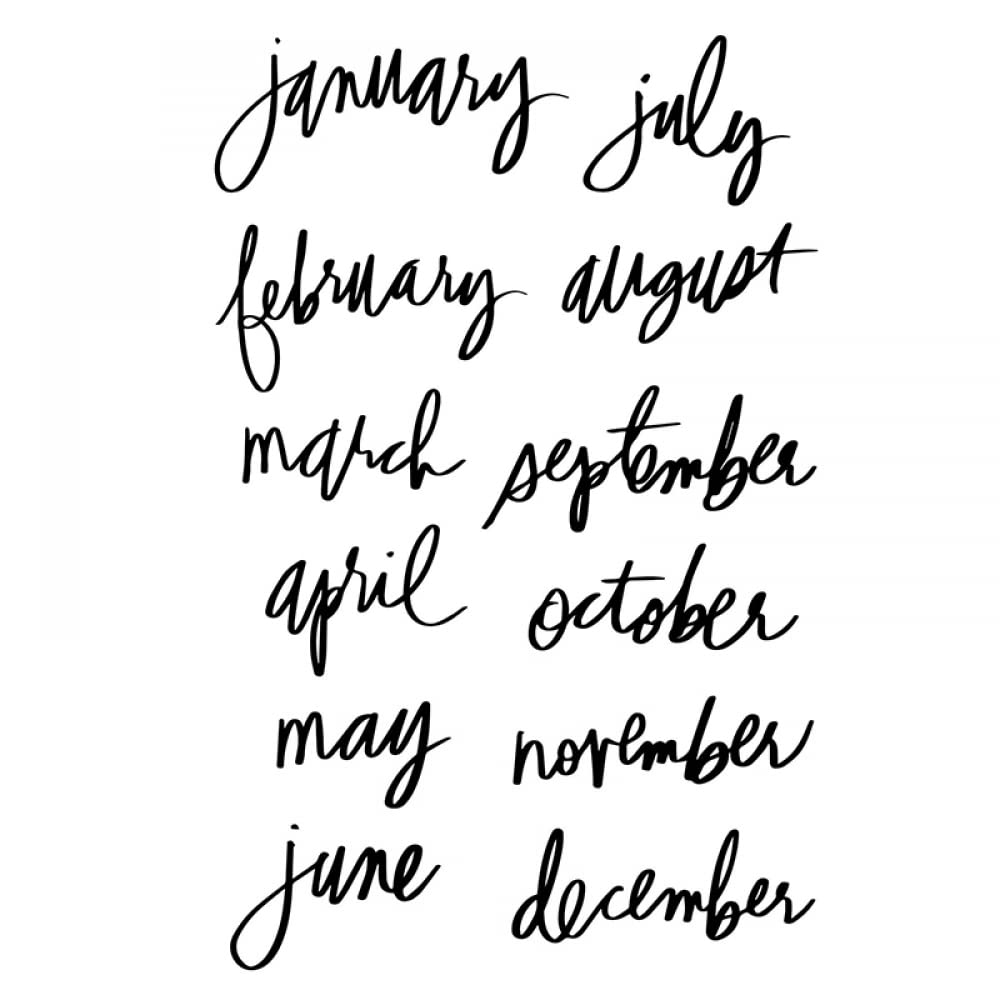 Monthly Alphabet Stamps Set - January February March April May June July August September October December - Transparent Silicone Seal Stamps for Card Making, Paper Crafts & DIY Scrapbooking - Perfect for Holiday Greetings, Journaling & Handmade Gift Decorations