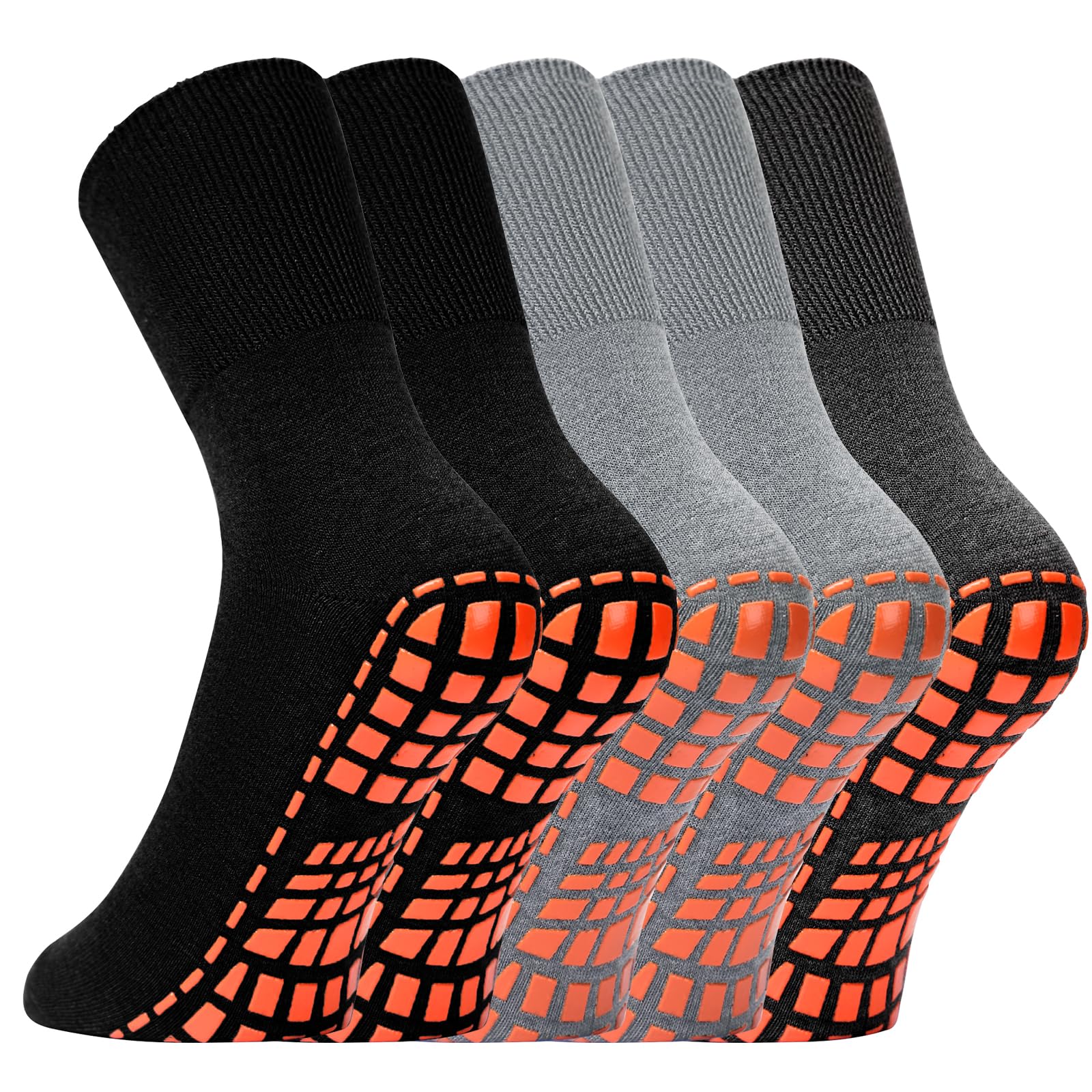 NOVAYARD 5 Pairs Non-Slip Socks for Hospital & Diabetic Patients - Anti-Skid Slipper Socks for Men & Women - Perfect for Home, Hospital and Elderly Care