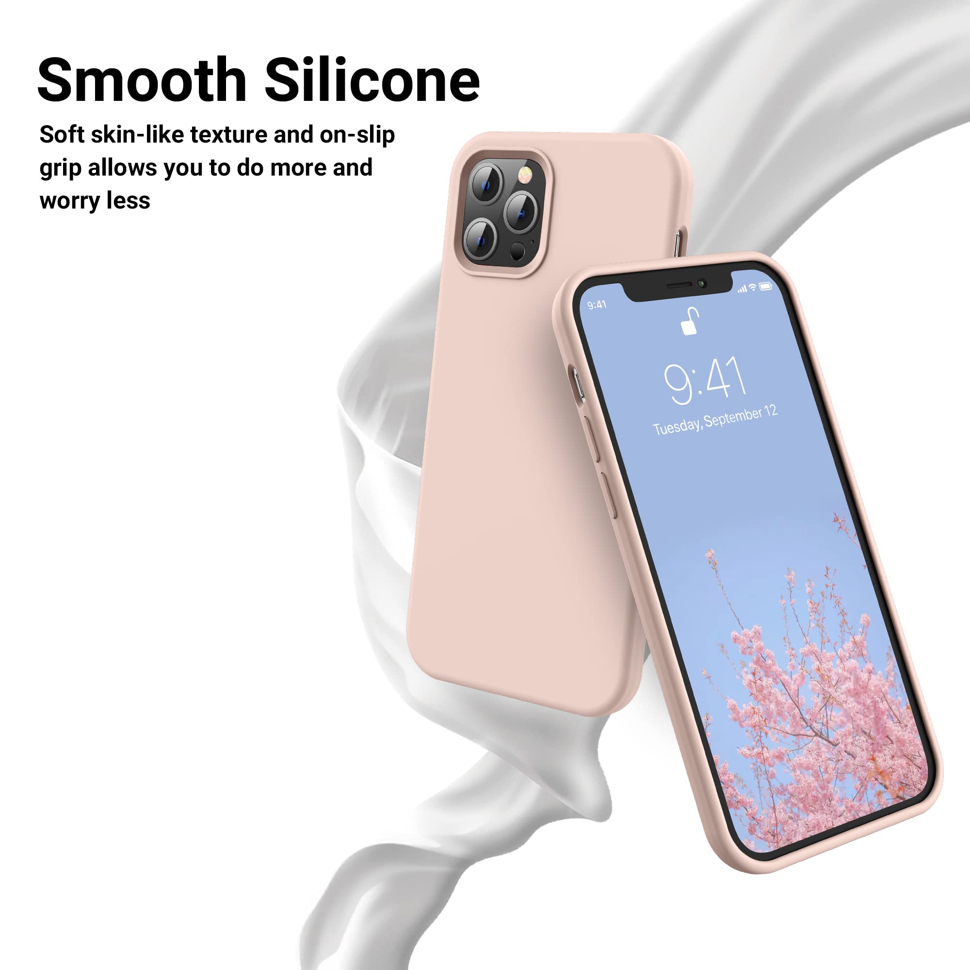 OTOFLY Premium Soft Liquid Silicone Case for iPhone 12 Pro Max 6.7 inch (2020) - Full Body Protection, Silky Smooth Touch, Shockproof Bumper Cover (Pink) | Perfect for Daily Use, Travel & Work Protection