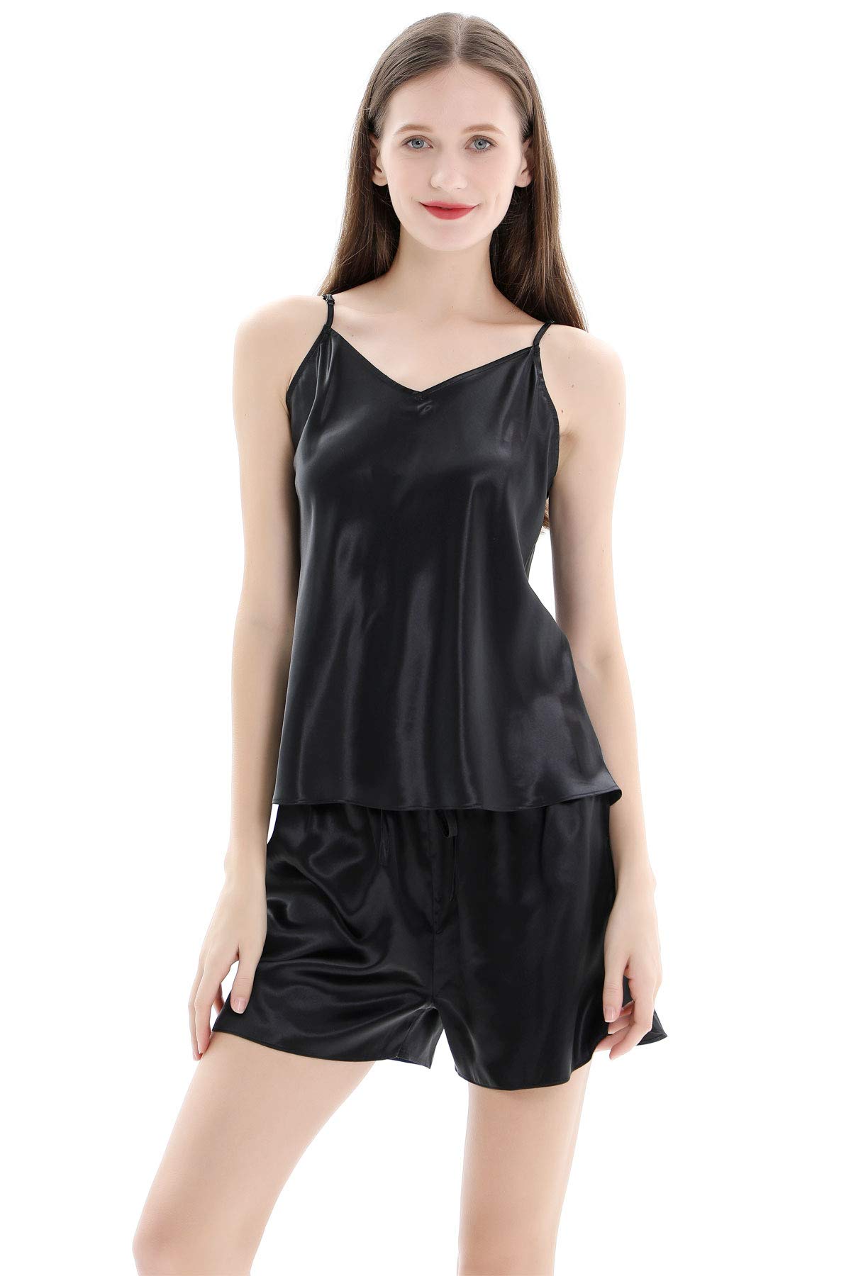 ZIMASILK 22 Momme 100% Pure Mulberry Silk Pajama Set for Women - Luxury Silk Camisole & Shorts Sleepwear Set, Soft Nightwear for Comfortable Sleep & Relaxation at Home
