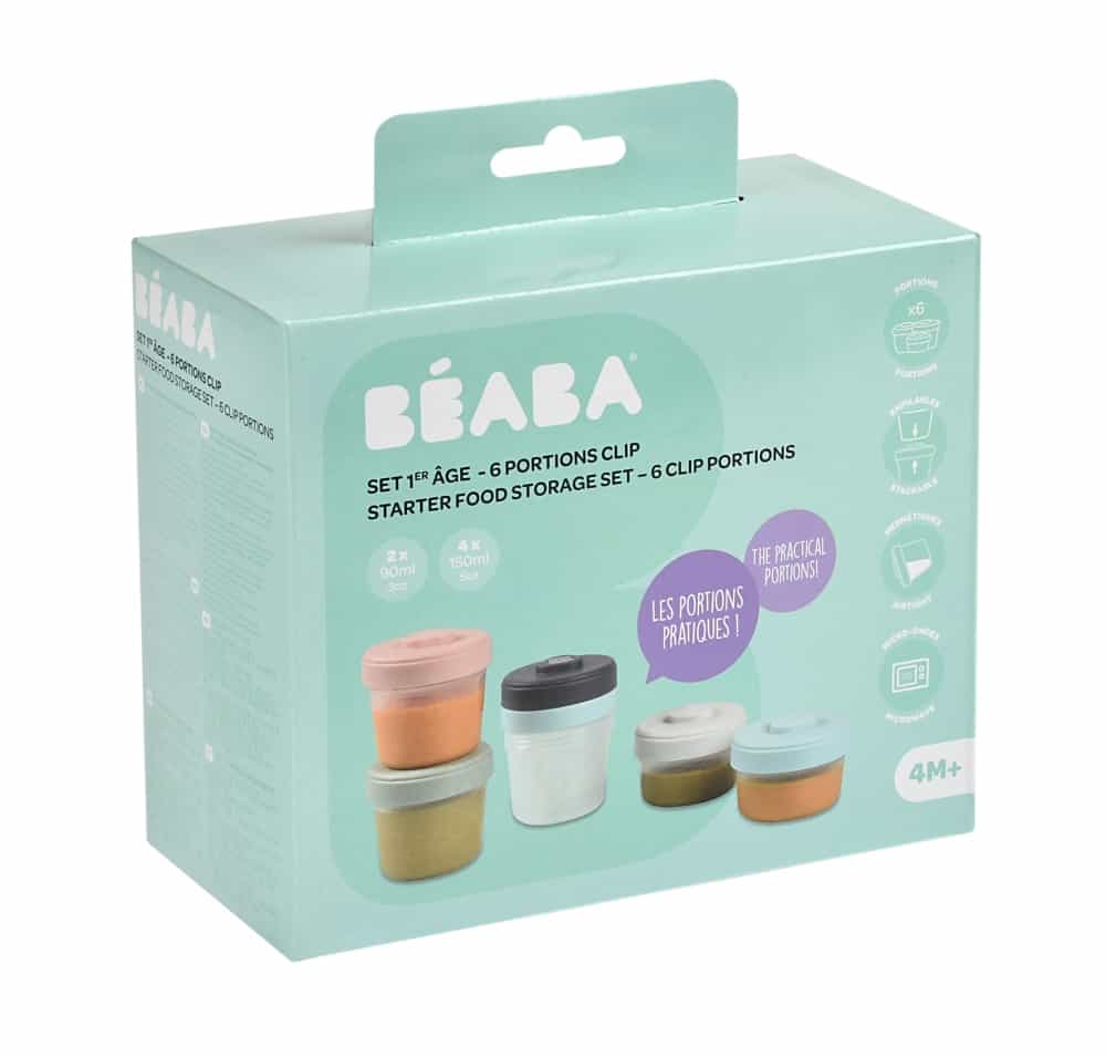 BEABA Baby Food Storage Containers Set of 6 | BPA-Free Small Portion Clip Top Containers | Perfect for Snacks, Purees & On-the-Go Meals
