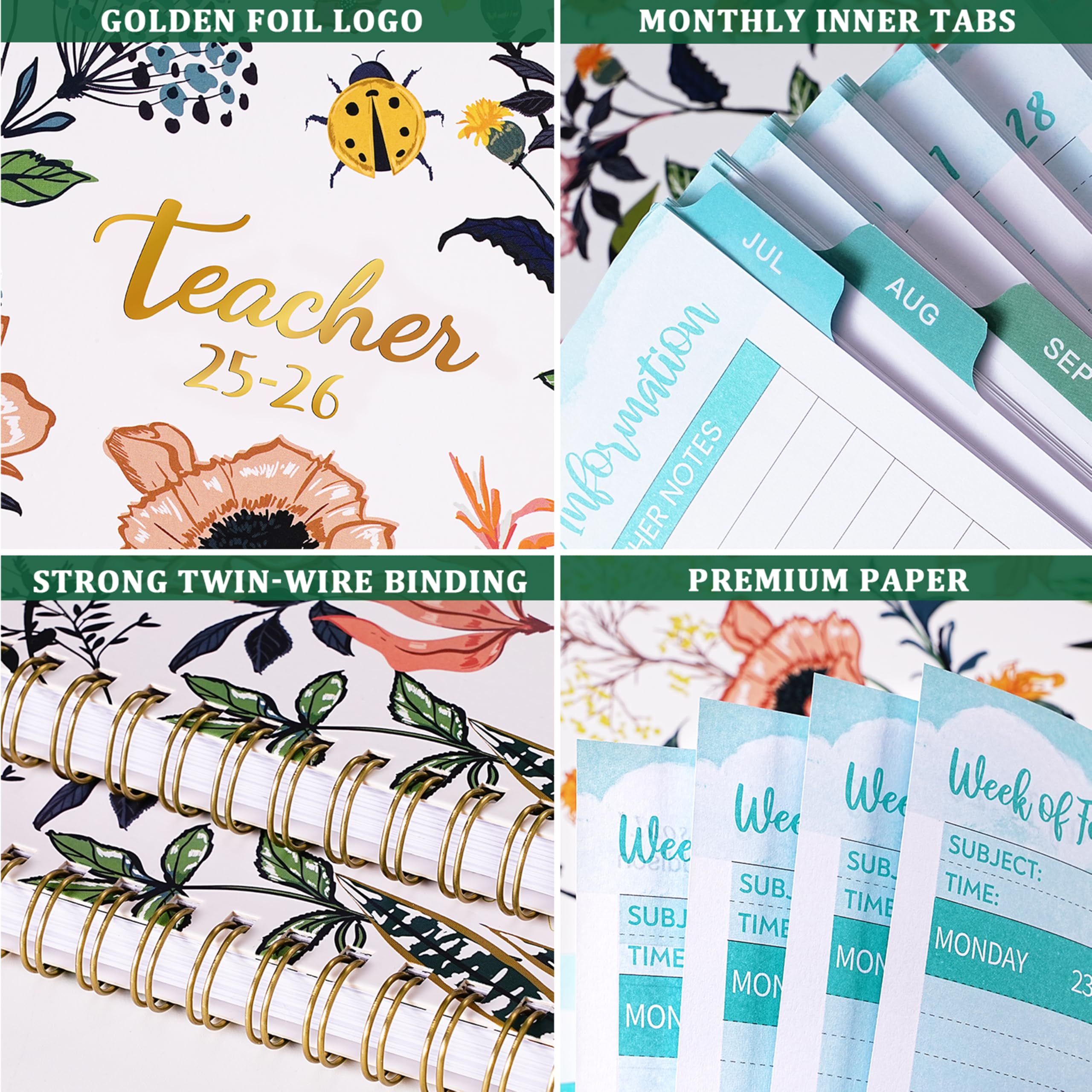 2025-2026 Teacher Planner - Academic Lesson Plan Book with Weekly & Monthly Calendar (July 2025-June 2026) | 8.5