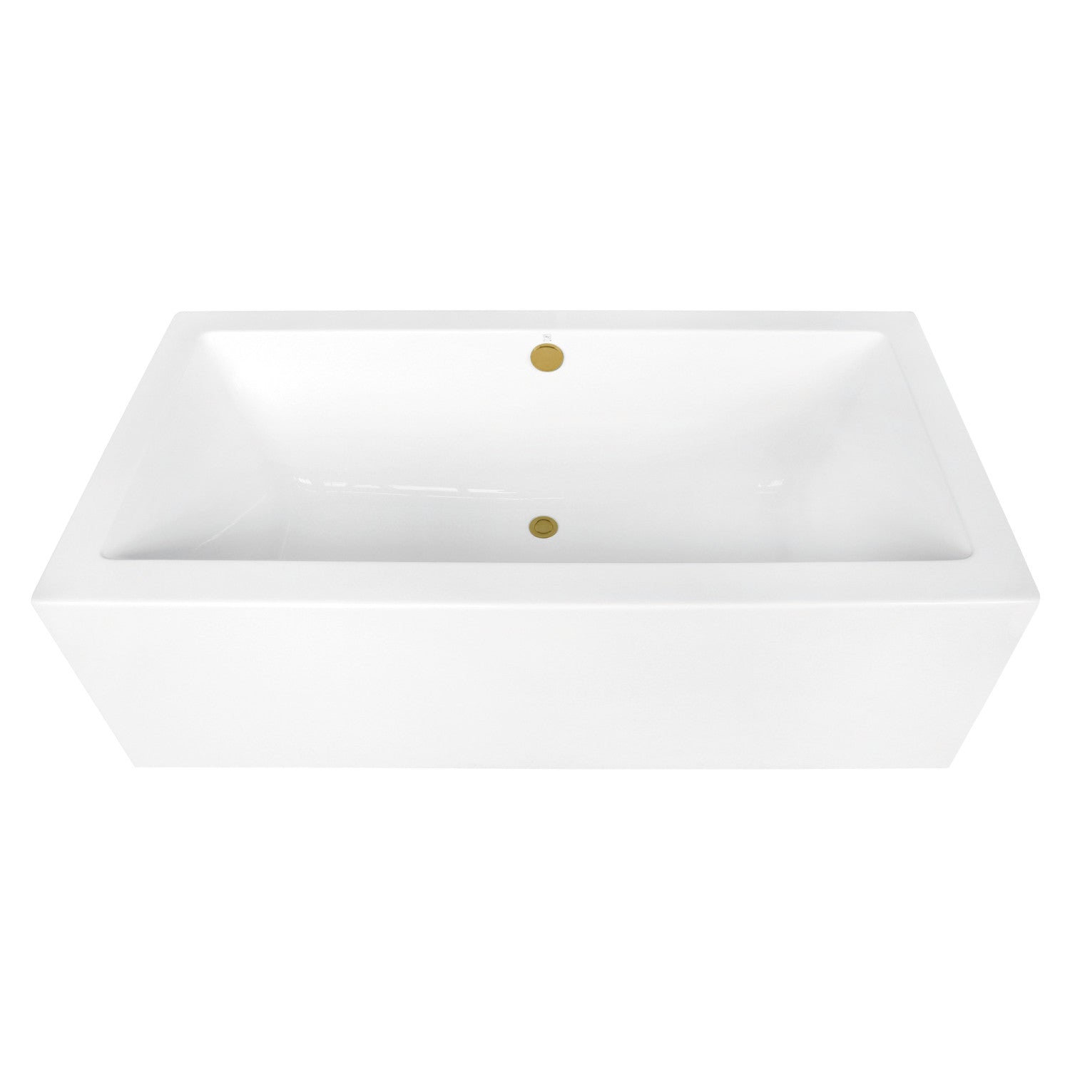 Aqua Eden 67-Inch Acrylic Freestanding Bathtub - Rectangular Double-Ended Soaking Tub with Overflow Drain, Glossy White & Brushed Brass Finish | Perfect for Luxury Bathrooms, Spa Retreats & Master Suites