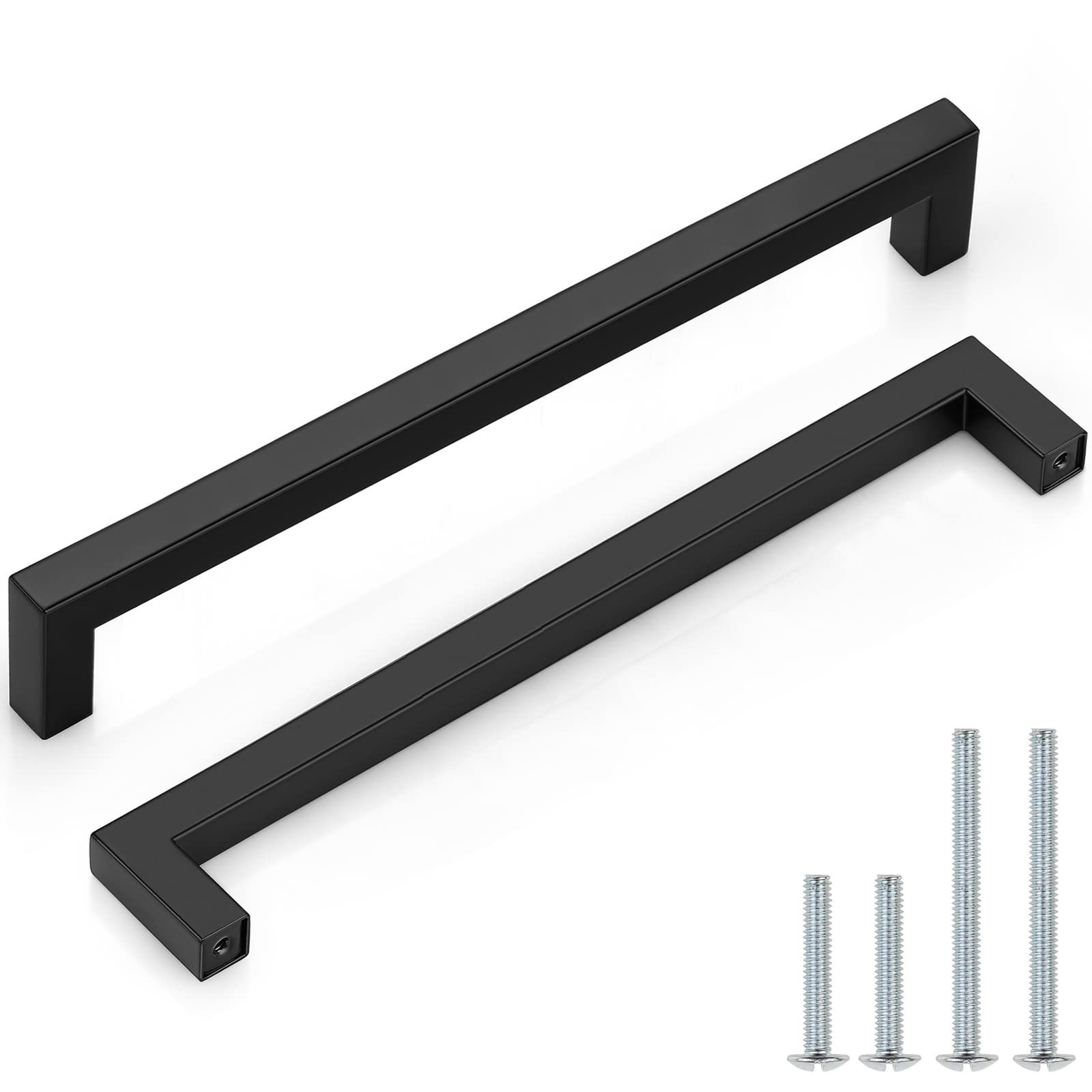 Probrico 50 Pack 8-4/5 Inch Square Cabinet Handles - Flat Black Kitchen & Drawer Pulls for Cabinets, Dressers, Wardrobes | Durable Hardware for Bedroom, Closet & Kitchen Renovation