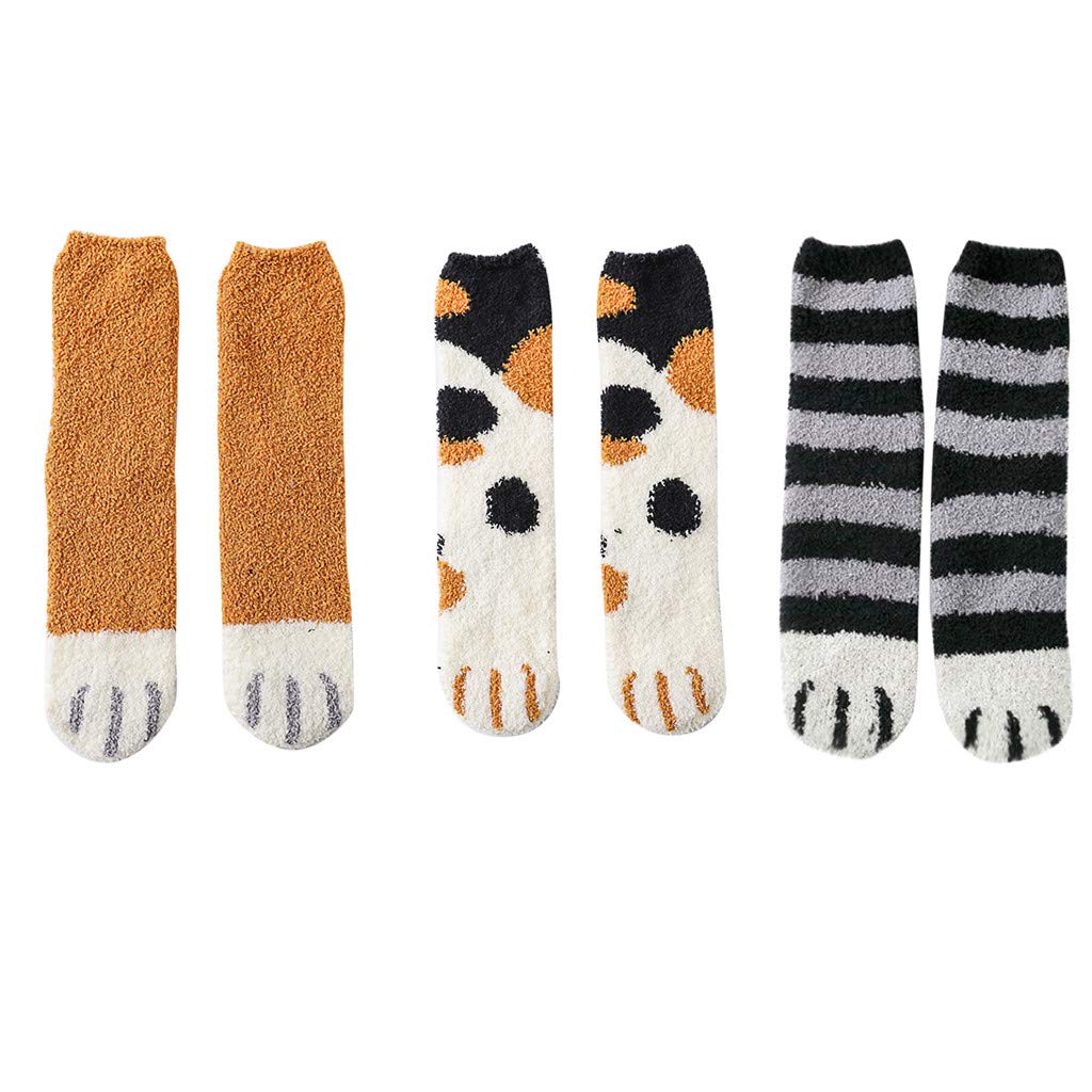Women's 3D Arch Support Fuzzy Thickening Cat Coral Socks - Warm & Cushioned Winter Stockings for Comfort & Style - Perfect for Cold Weather, Home Wear & Fashion Outfits