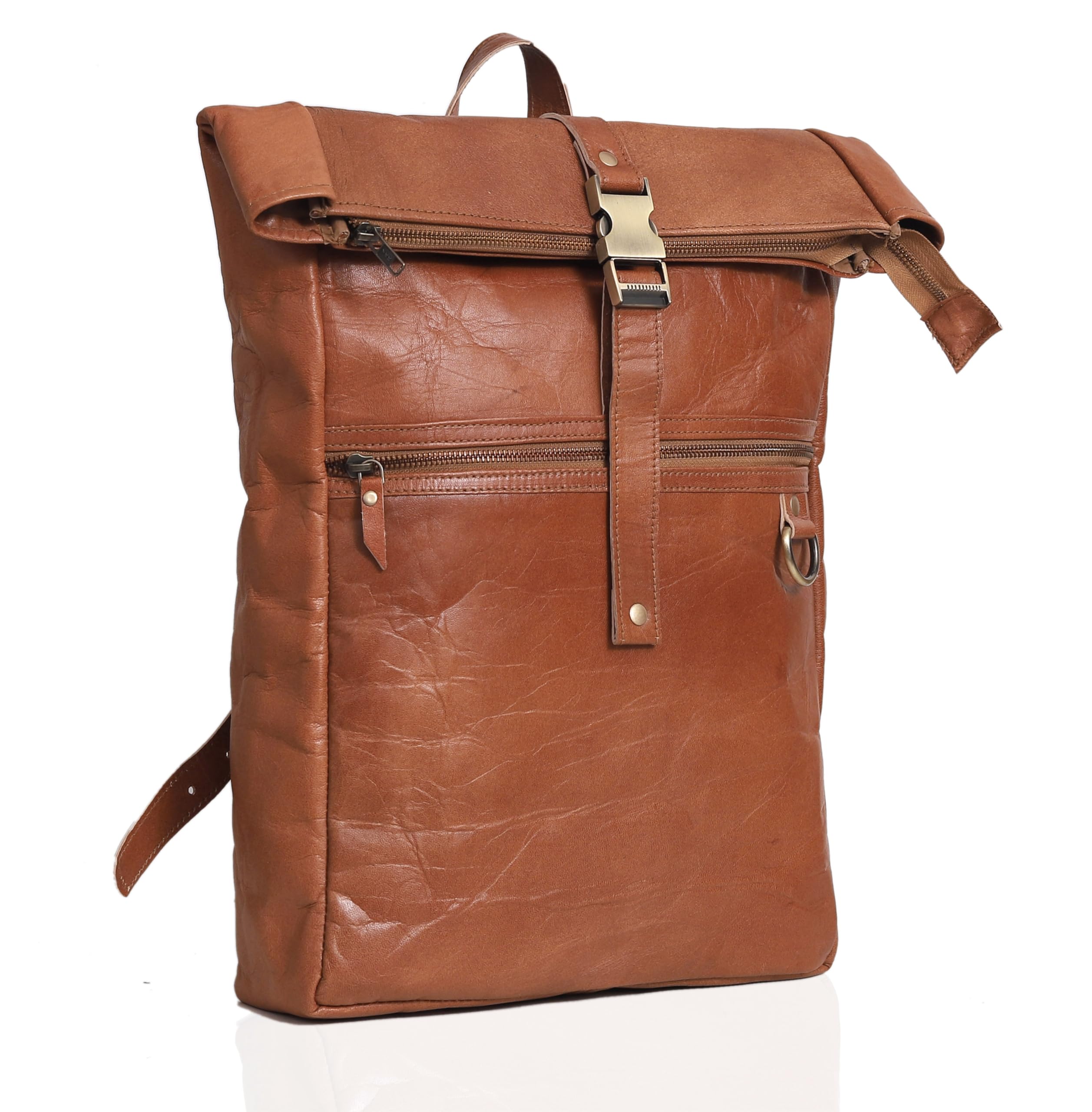 VC VINTAGE COUTURE 16 Inch Genuine Leather Backpack - Vintage Style Rucksack for Men & Women - Brown Travel Backpack (12